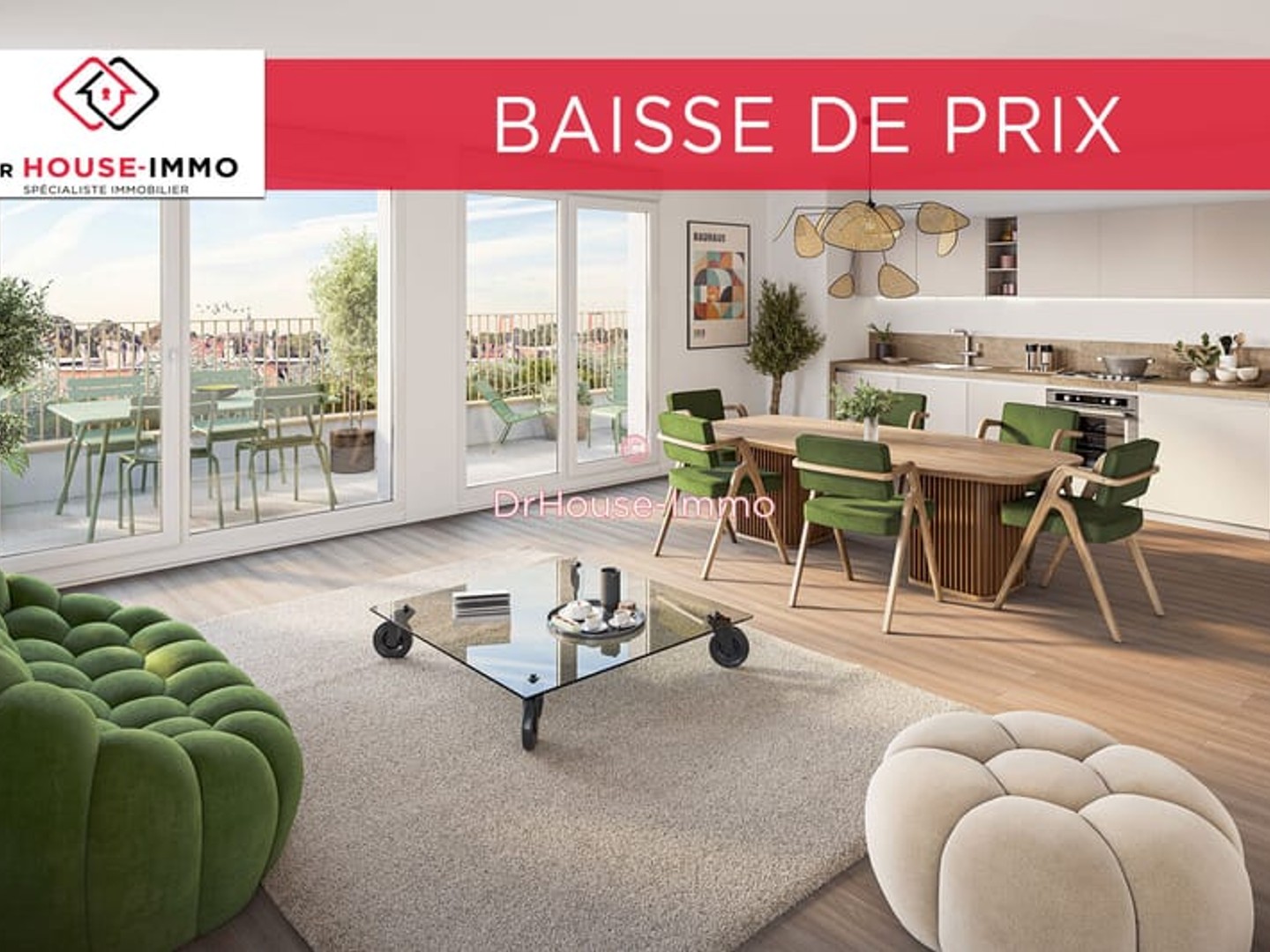 Appartement neuf T3 avec terrasse, situé dans le quartier Canon d'or à Lambersart (Nord - 59).