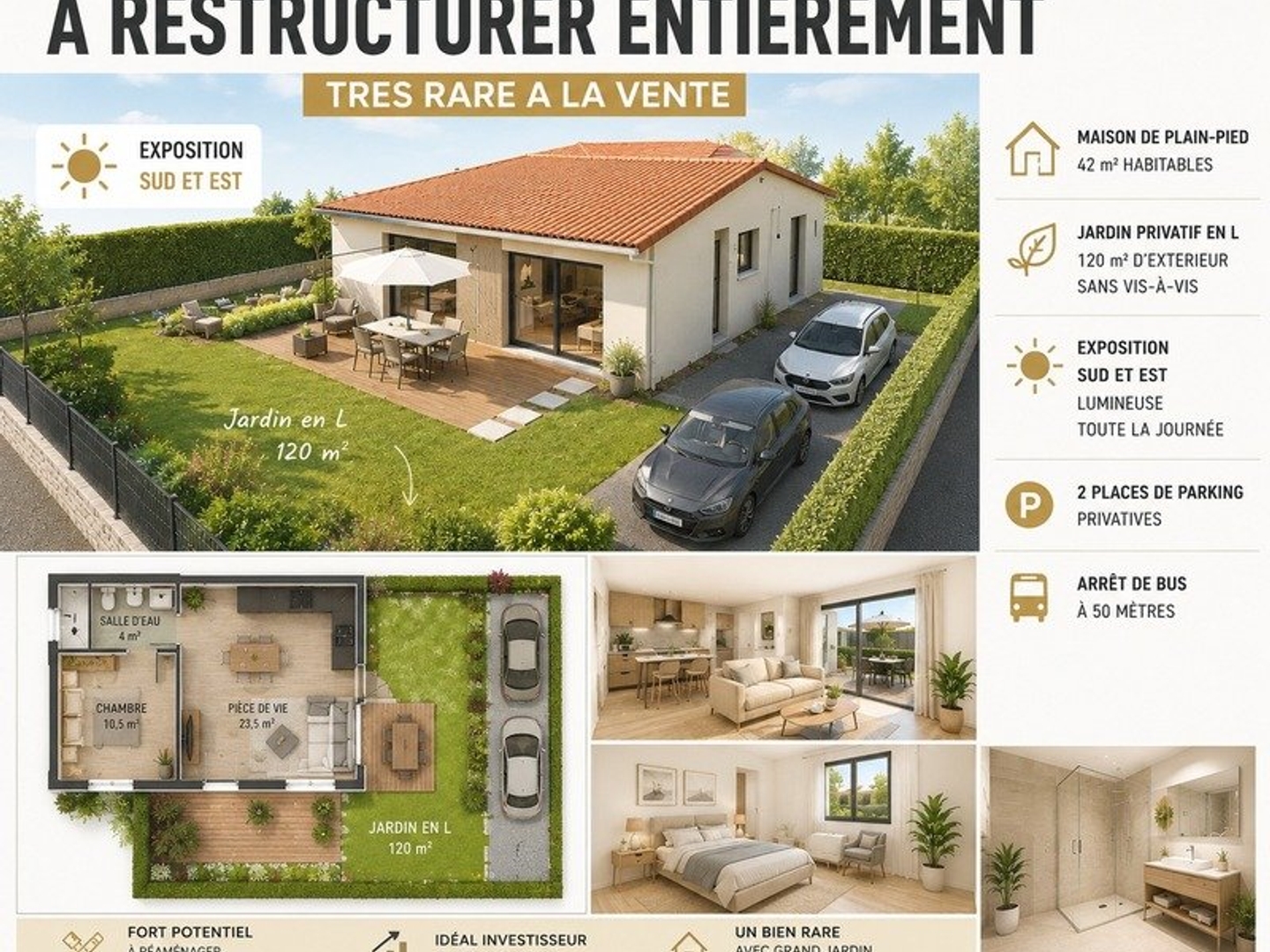 Appartement à vendre 2 pièces à TAPONAS (69220 ) - TRES RARE - BÂTI À RESTRUCTURER ENTIÈREMENT - FORT POTENTIEL