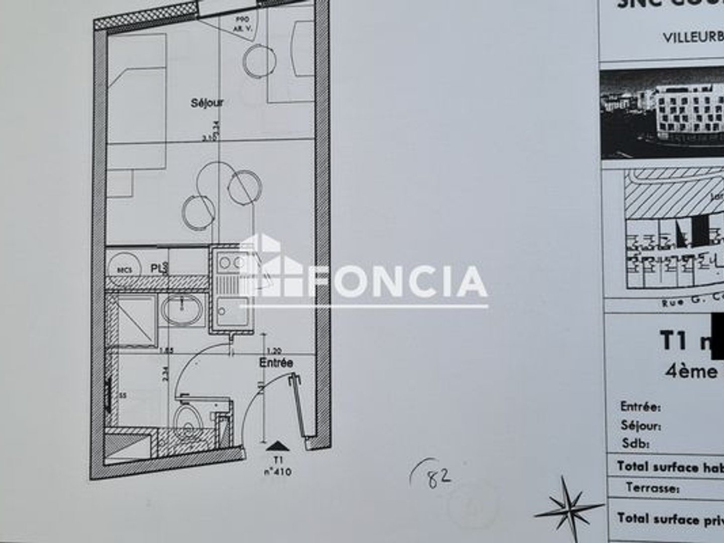 Appartement à vendre - 1 pièce - 19m2 - Villeurbanne (69100)