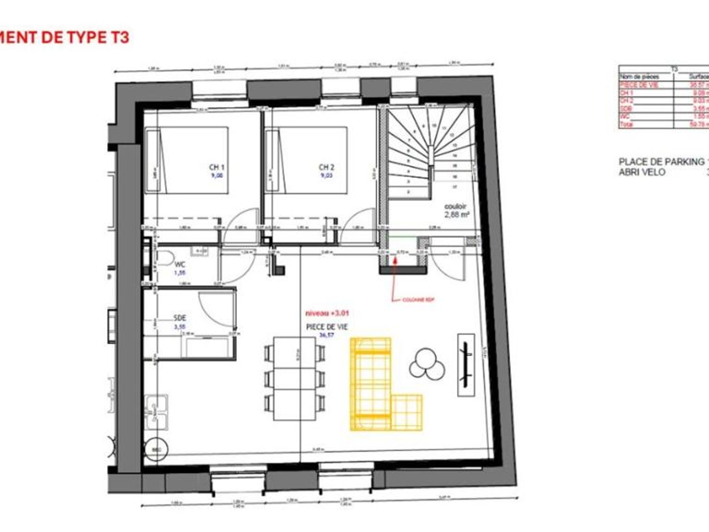 Appartement à vendre - 3 pièces - 59m2 - Malestroit (56140)