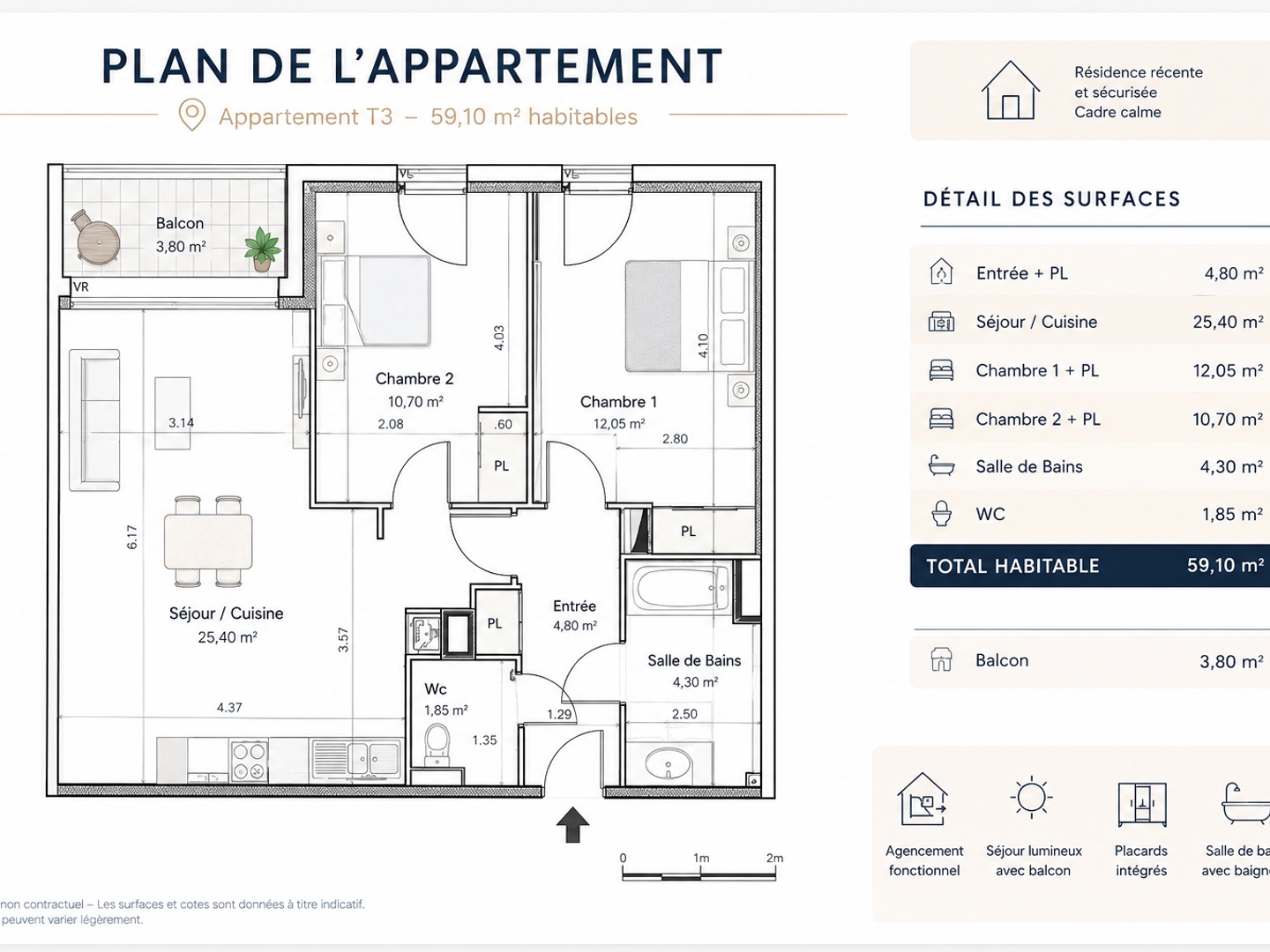Appartement à vendre - 3 pièces - 60m2 - Les Sables-D'olonne (85340)