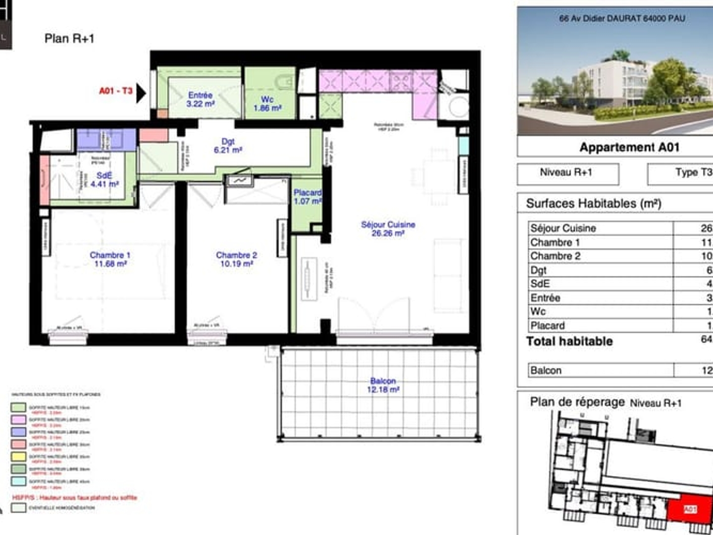Appartement à vendre - 3 pièces - 65m2 - Lons (64140)