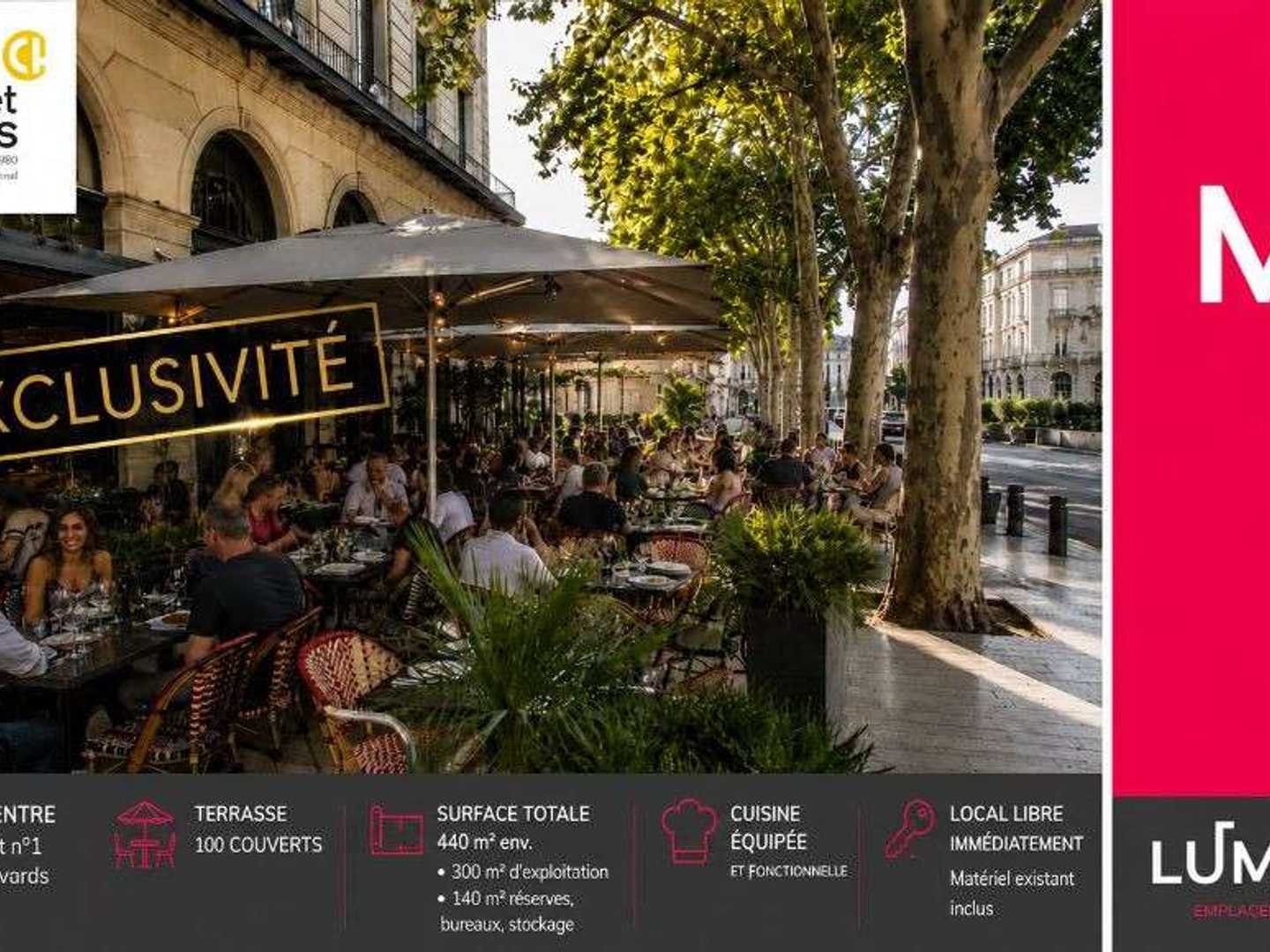 Cède restaurant 440m² vaste terrasse à Valence