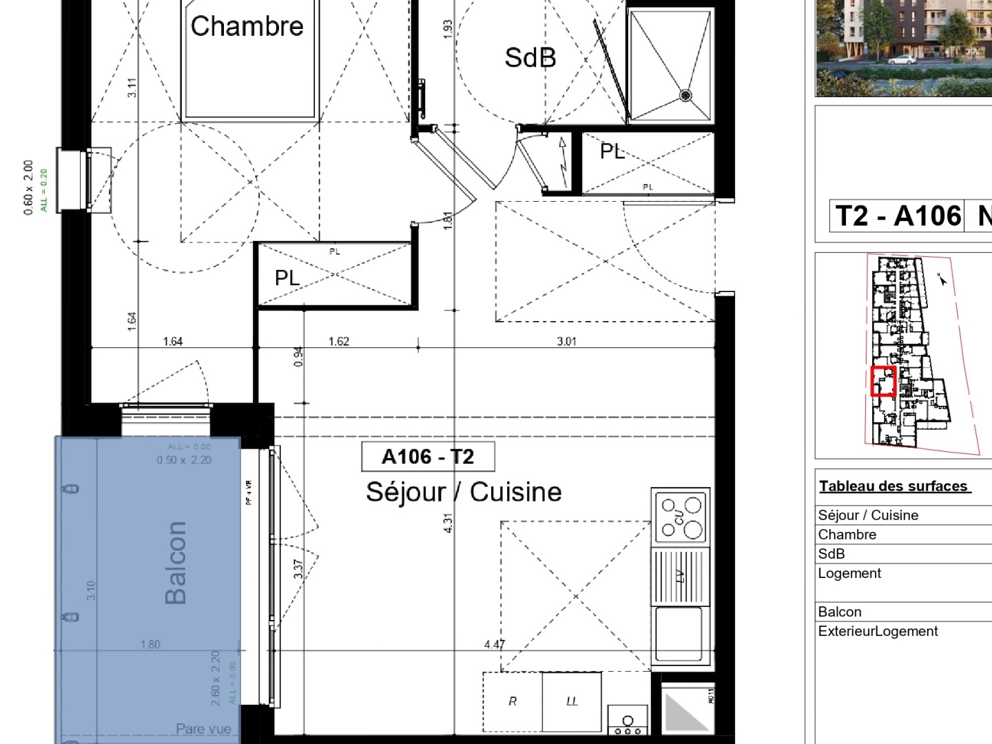 Appartement à vendre - 2 pièces - 43m2 - Caen (14000)