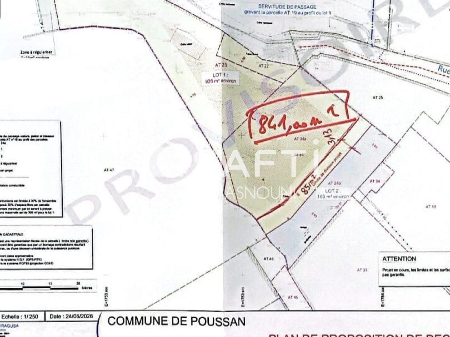 Terrain à vendre - 841m2 - Poussan (34560)