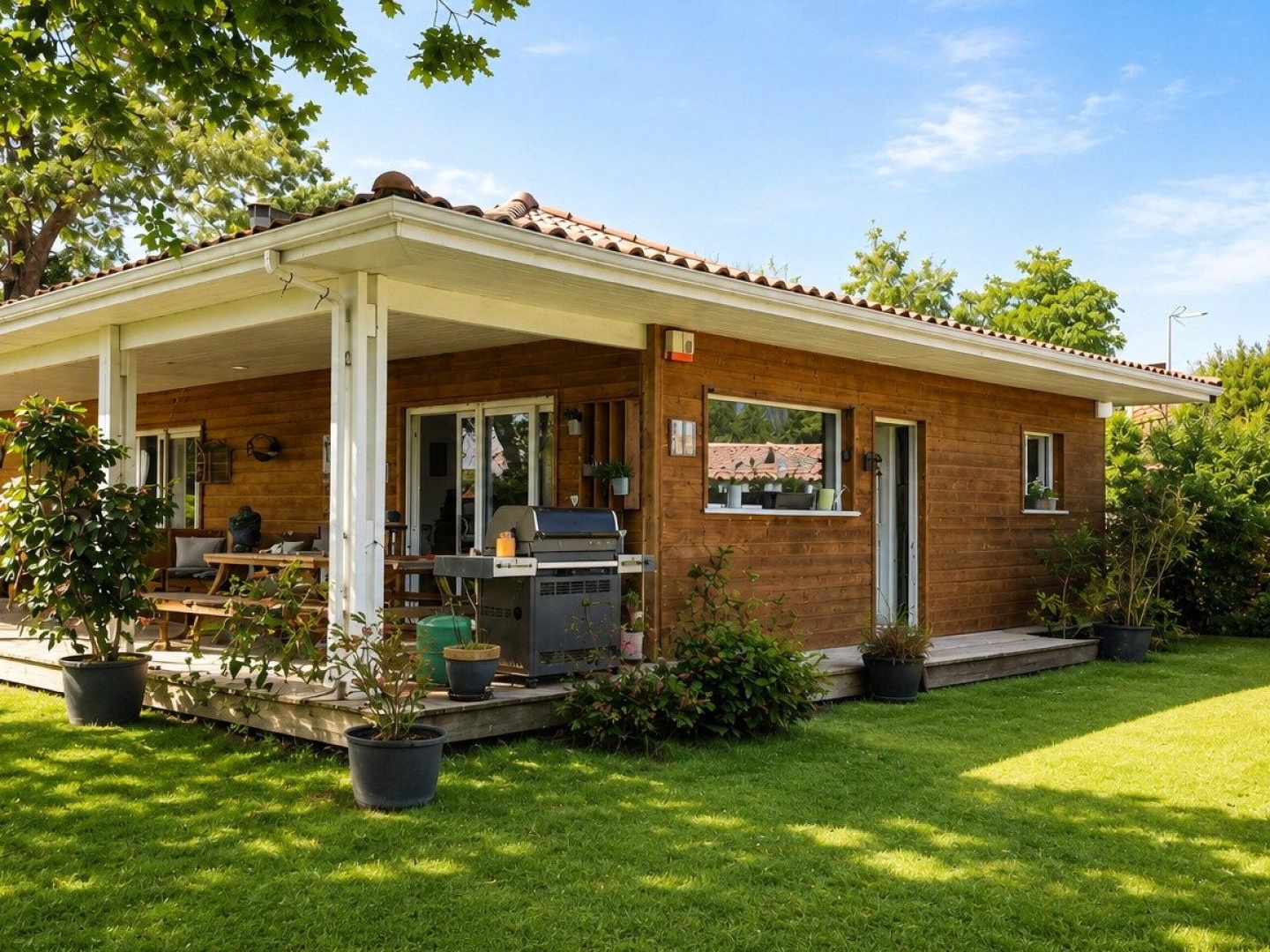 Maison familiale au calme avec un jardin arboré.