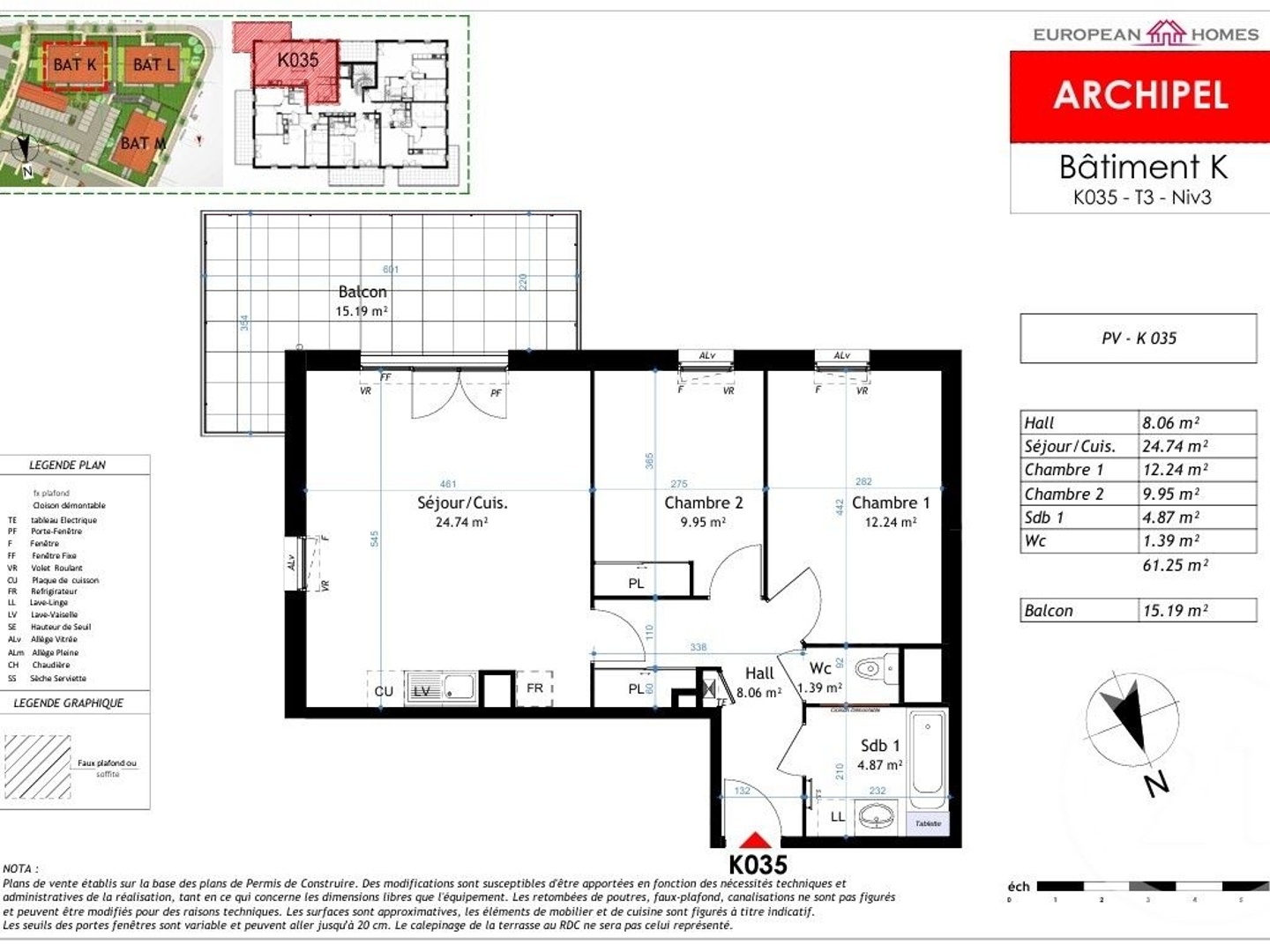 Appartement à vendre - 3 pièces - 61m2 - La Verpillière (38290)