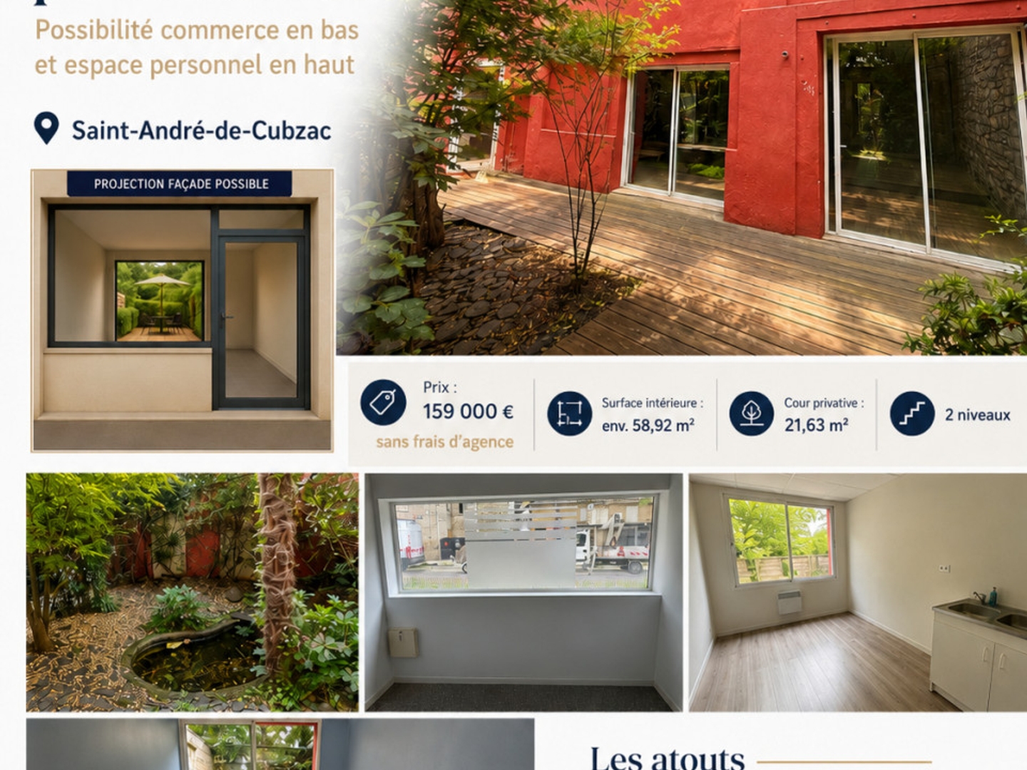 Local professionnel avec étage et terrasse