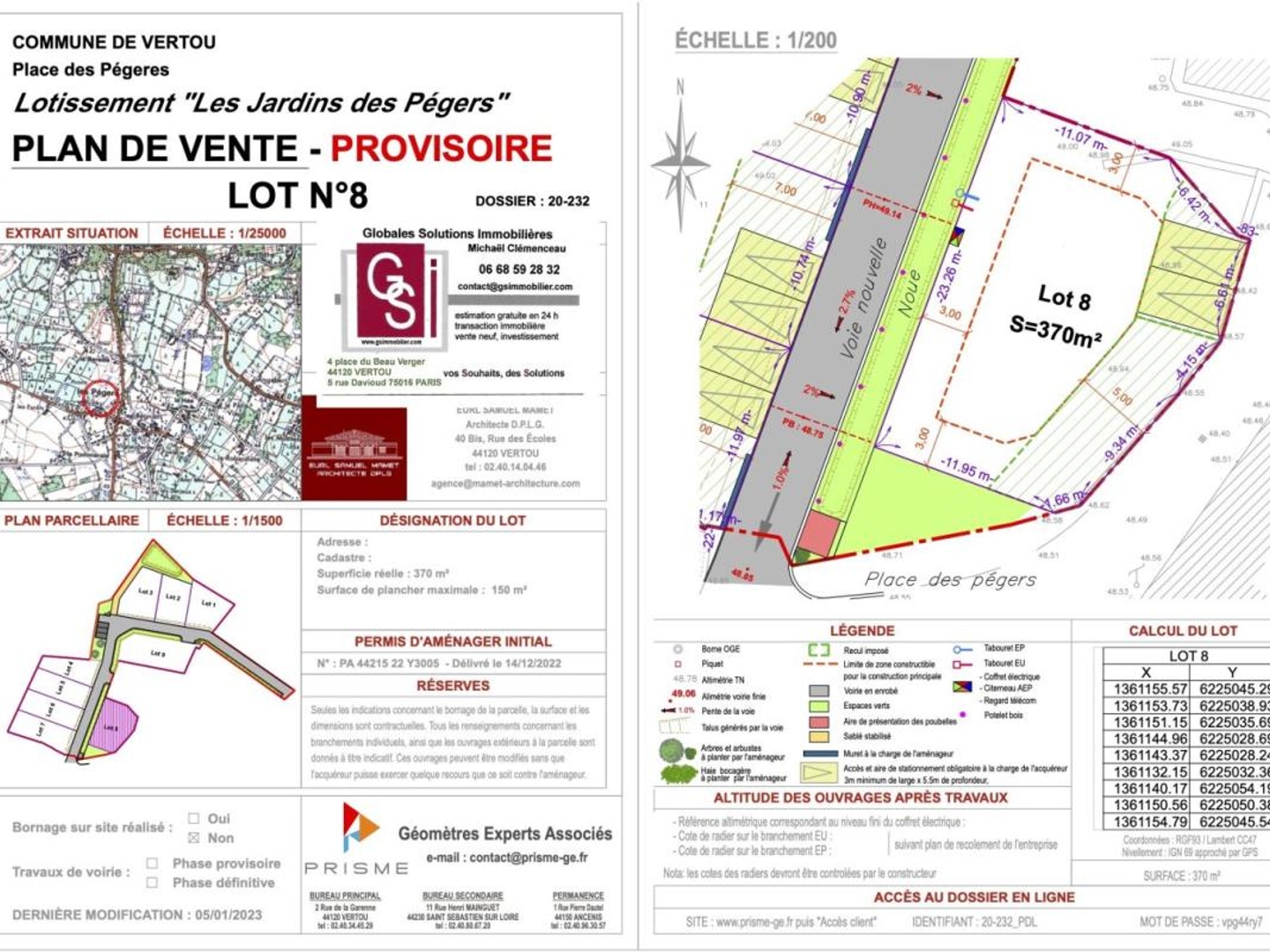 Terrain à vendre - 370m2 - Vertou (44120)