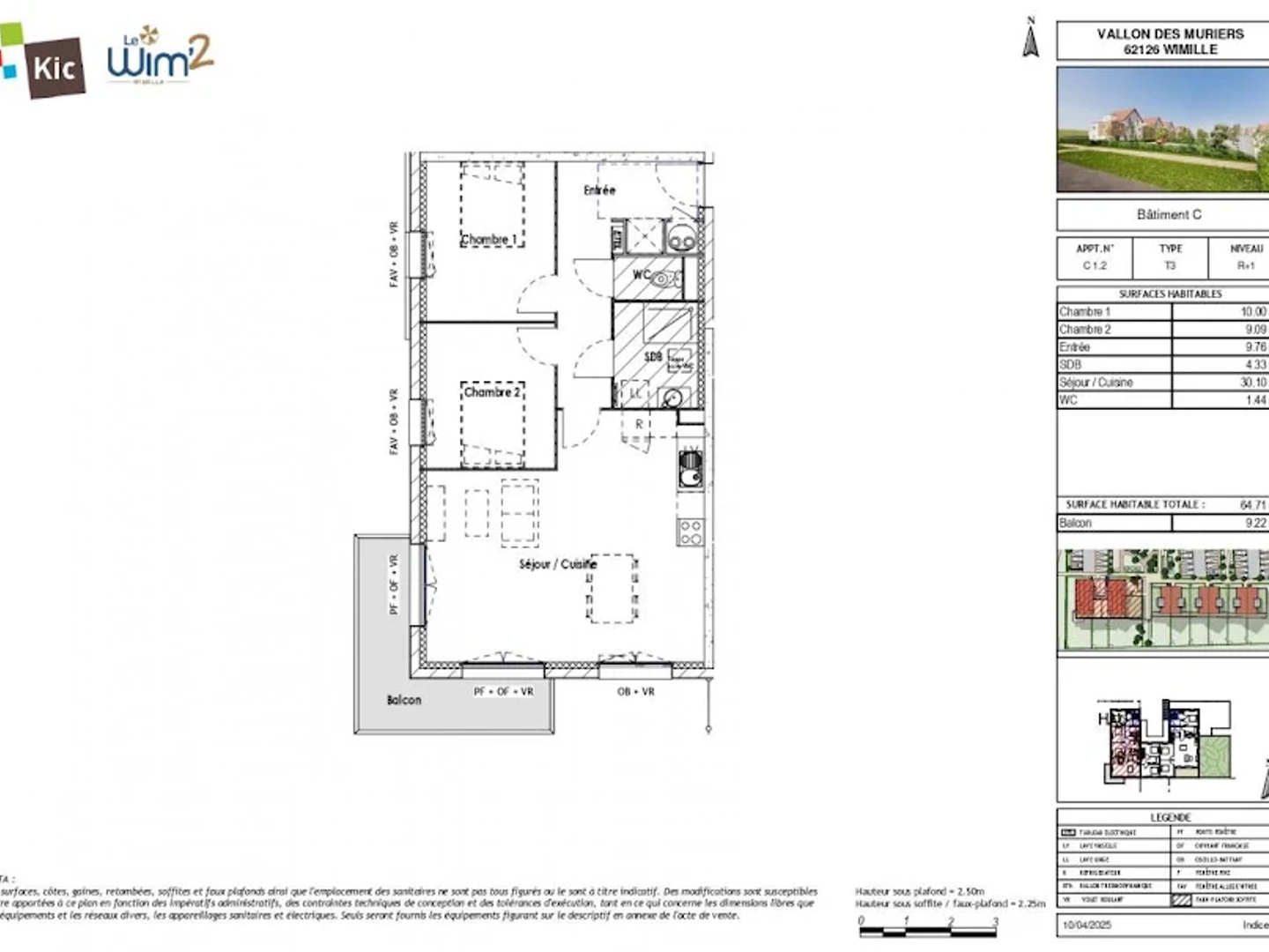 Appartement à vendre - 3 pièces - 69m2 - Wimille (62126)