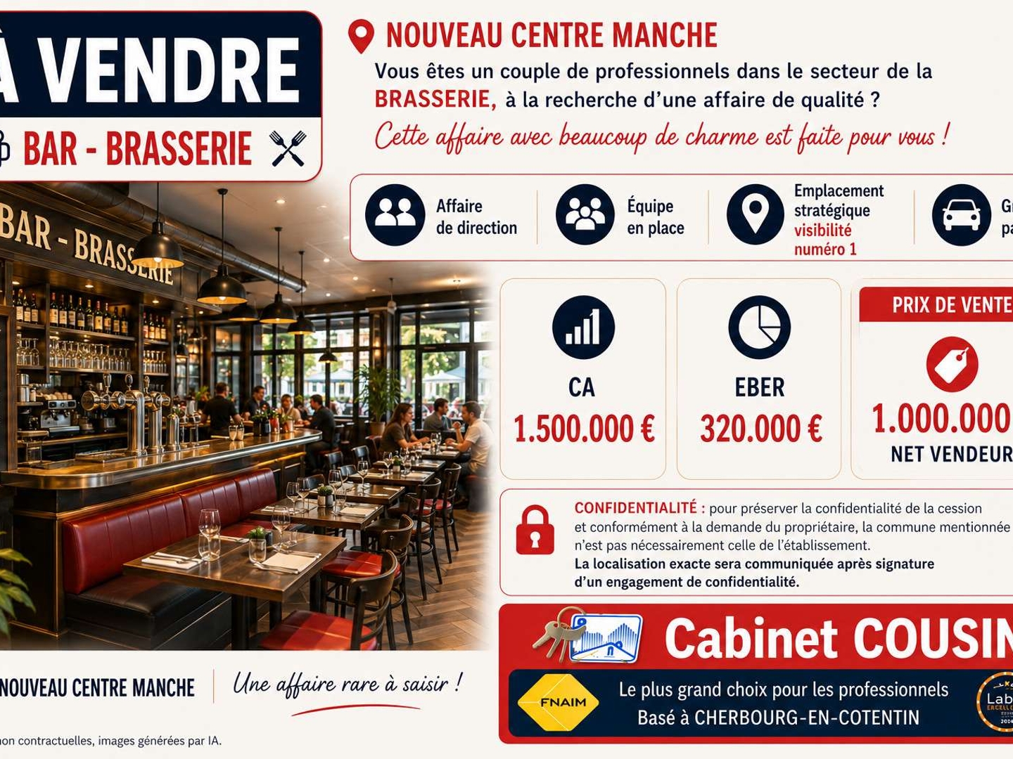 Vente bar brasserie pizzeria en centre Manche