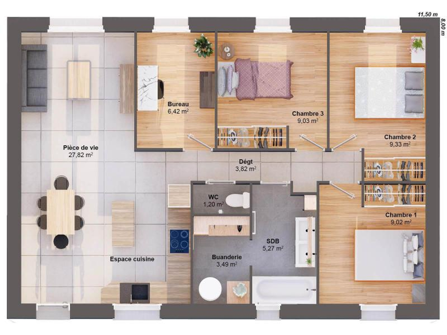 Maison à vendre - 75m2 - Chamadelle (33230)