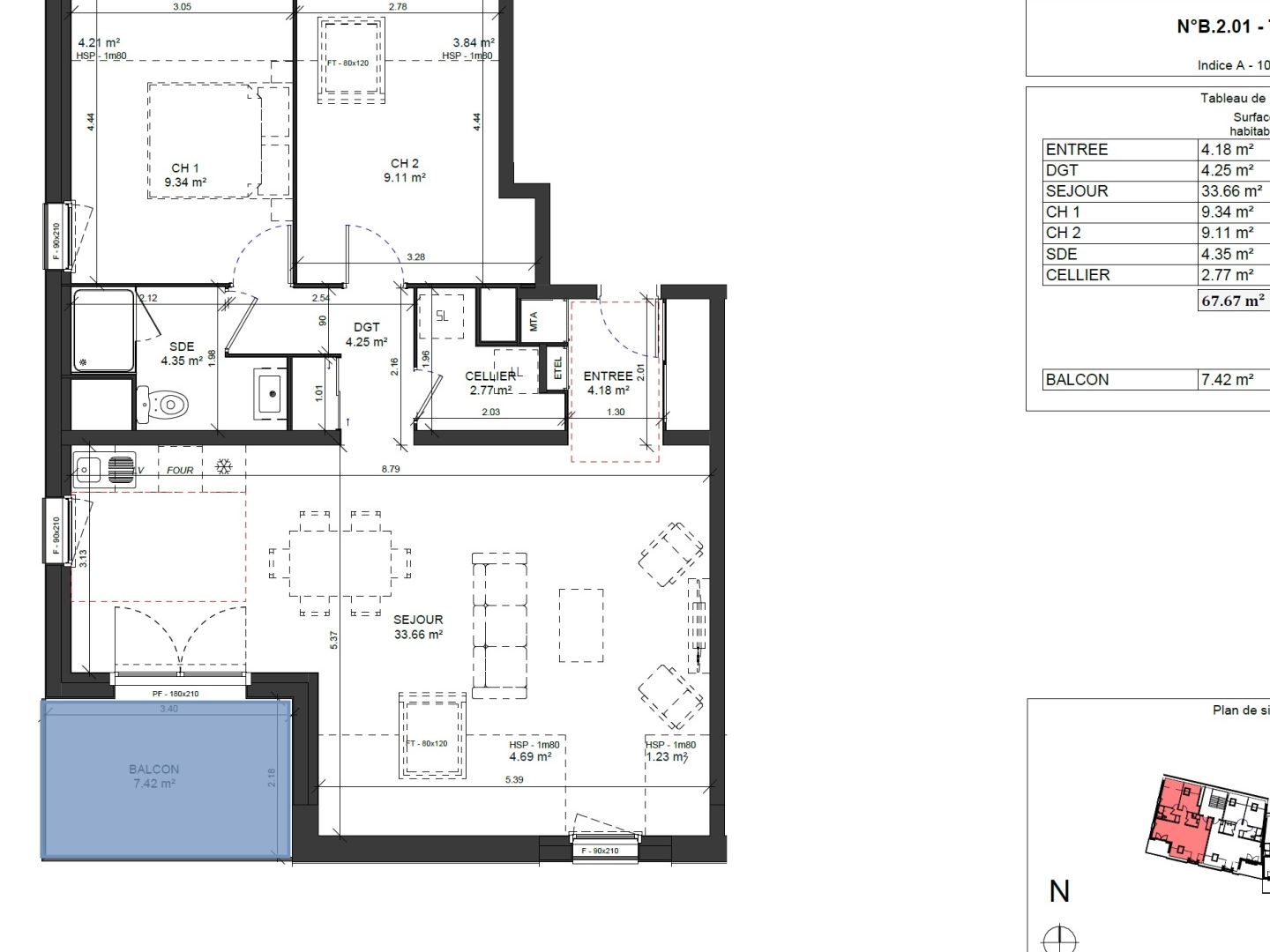 Appartement 3 pièces 68 m²
