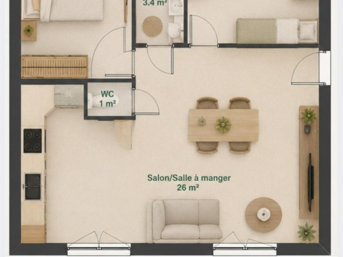 Maison à vendre - 3 pièces - 52m2 - Virelade (33720)