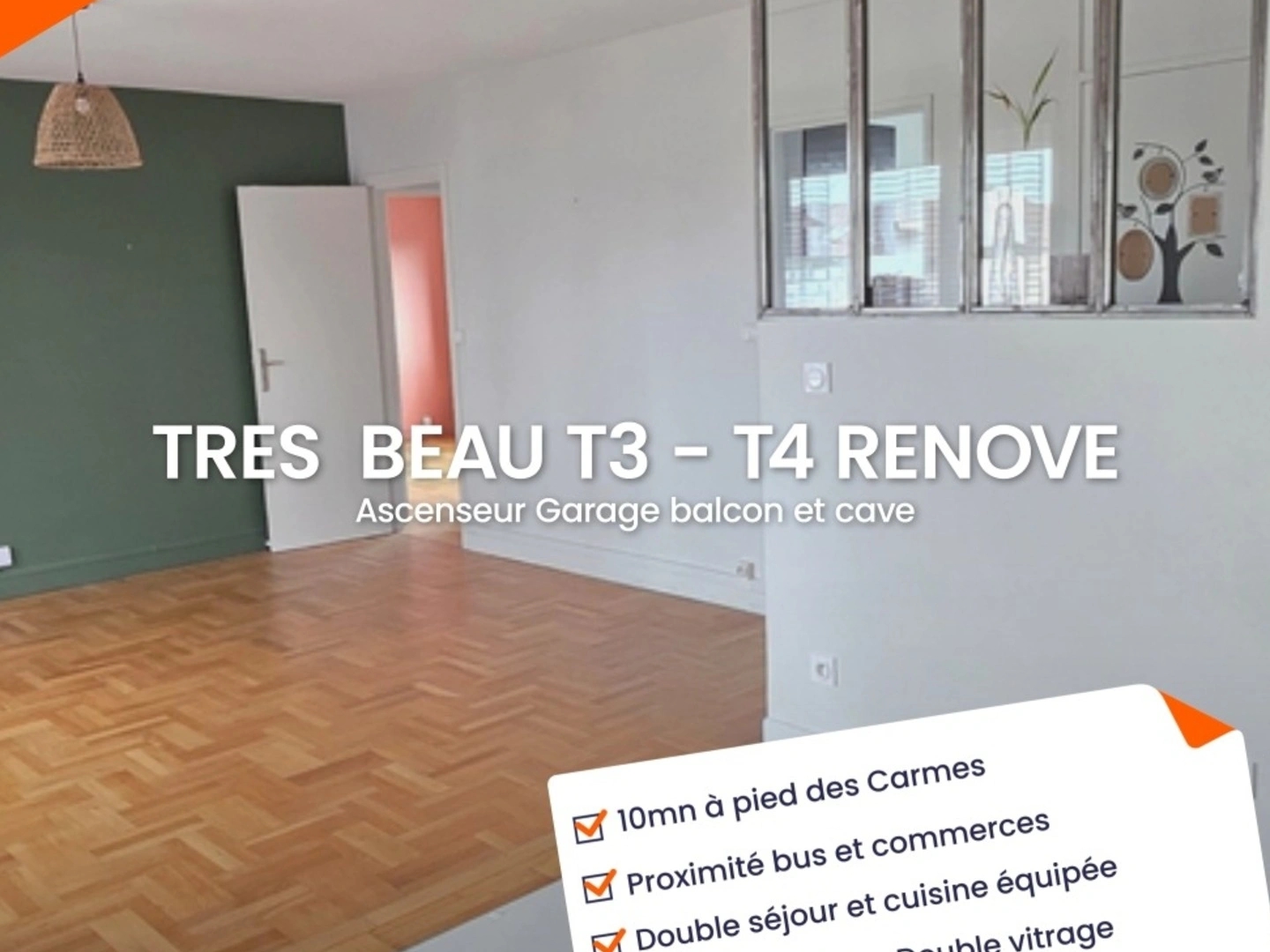 COUP DE COEUR POUR CET APPARTEMENT DE TYPE 4 ENTIEREMENT RENOVE AVEC ASCENSEUR GARAGE BALCON CAVE ET CELLIER