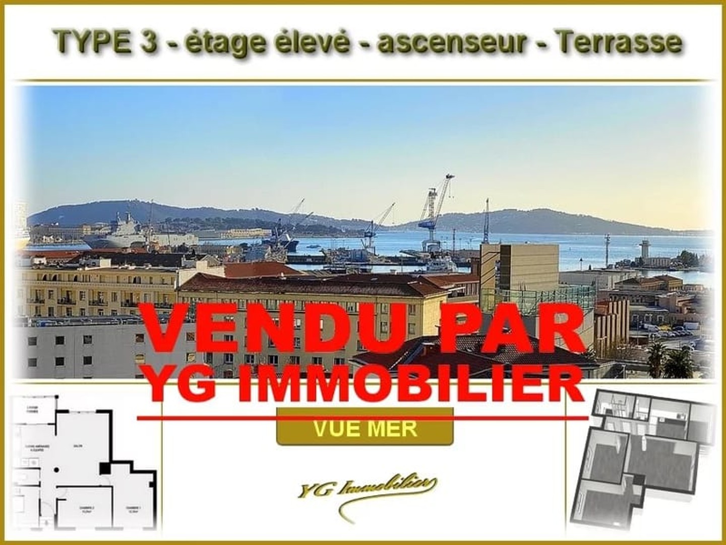 TOULON - T3 VUE MER - PROCHE GARE ET ARSENAL
