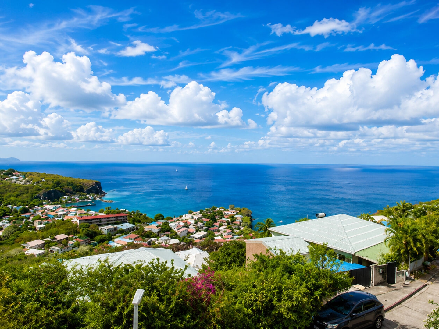 Entre ciel, jardin et mer des Caraïbes.