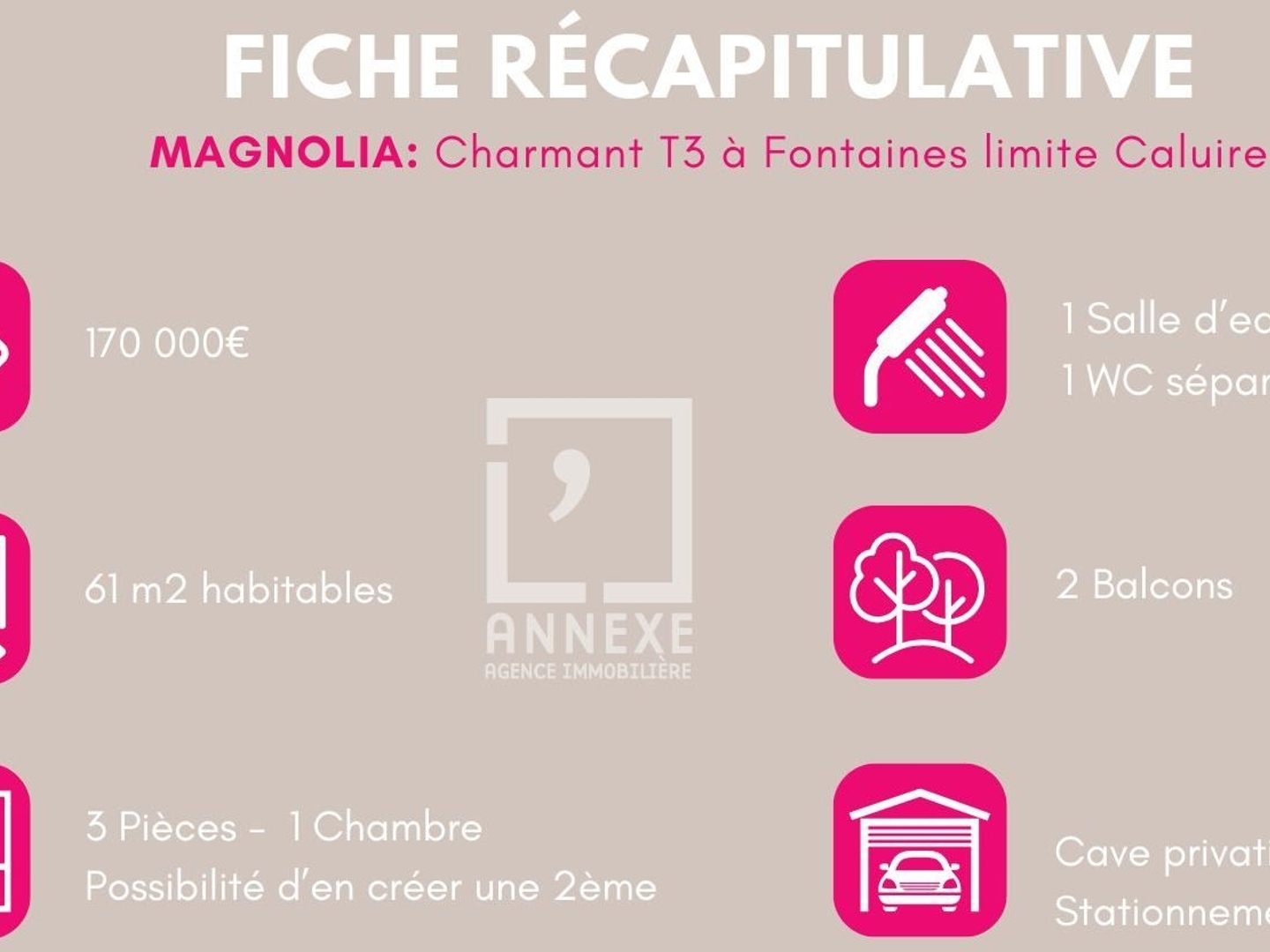 Appartement à vendre - 3 pièces - 60m2 - Fontaines-Sur-Saône (69270)