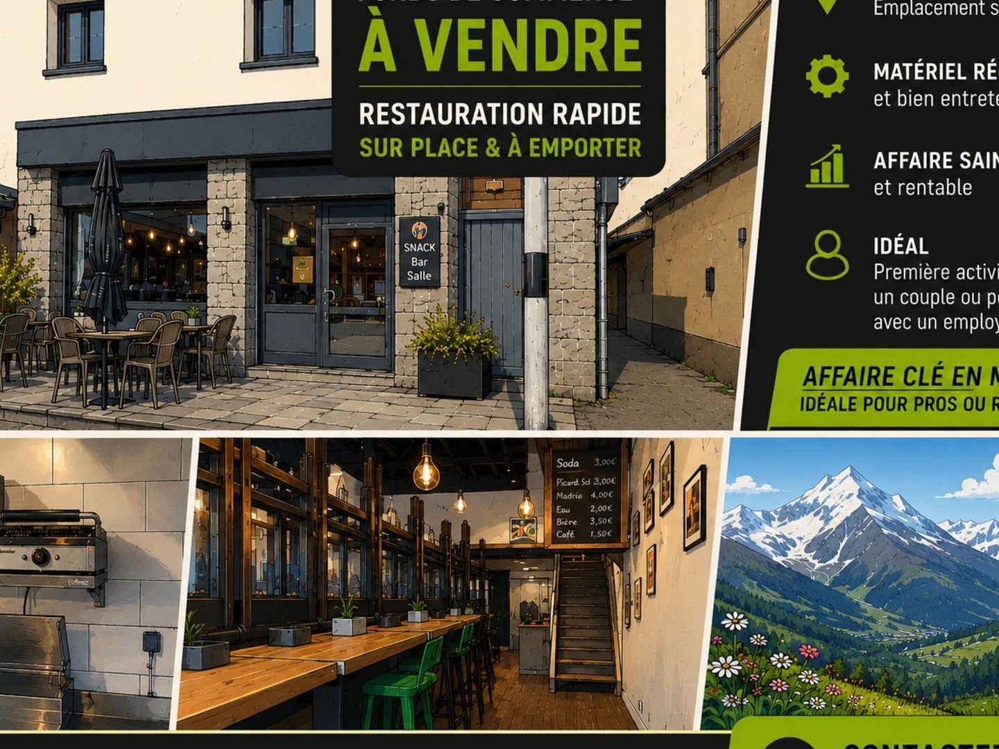 Fonds de commerce 2 pièces