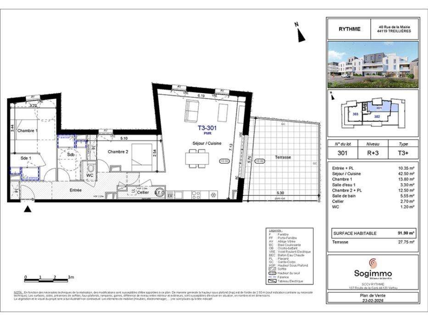 Appartement 3 pièces 92 m²