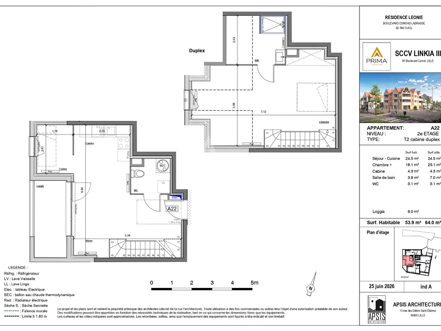 Appartement à vendre - 2 pièces - 54m2 - Cucq (62780)