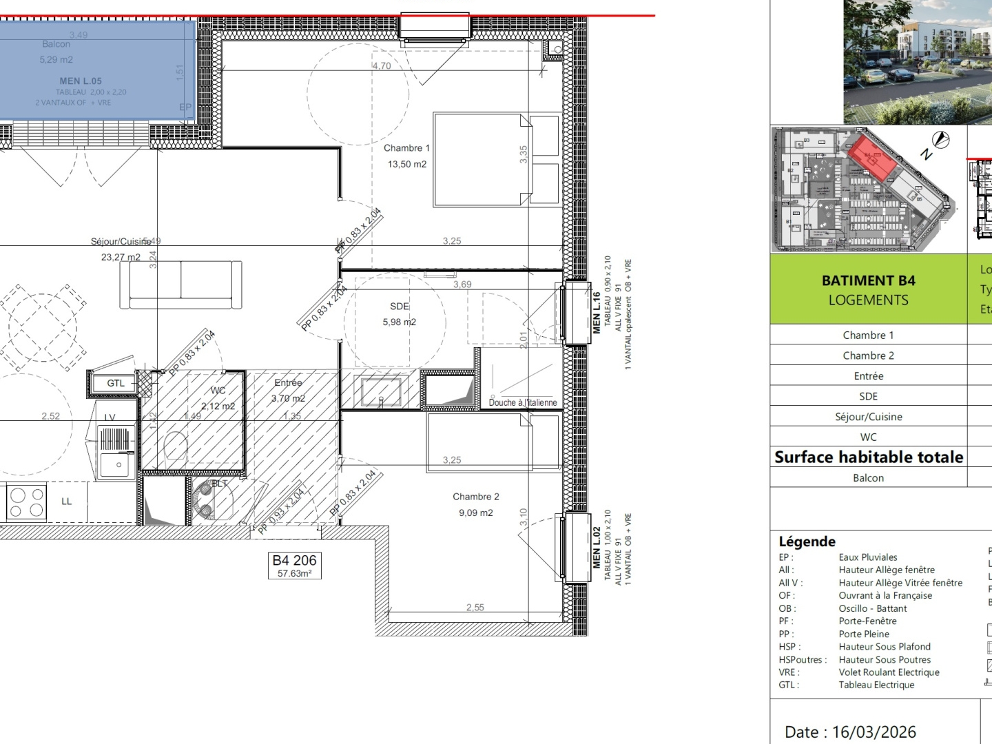 Appartement à vendre - 3 pièces - 58m2 - Bretteville-Sur-Odon (14760)