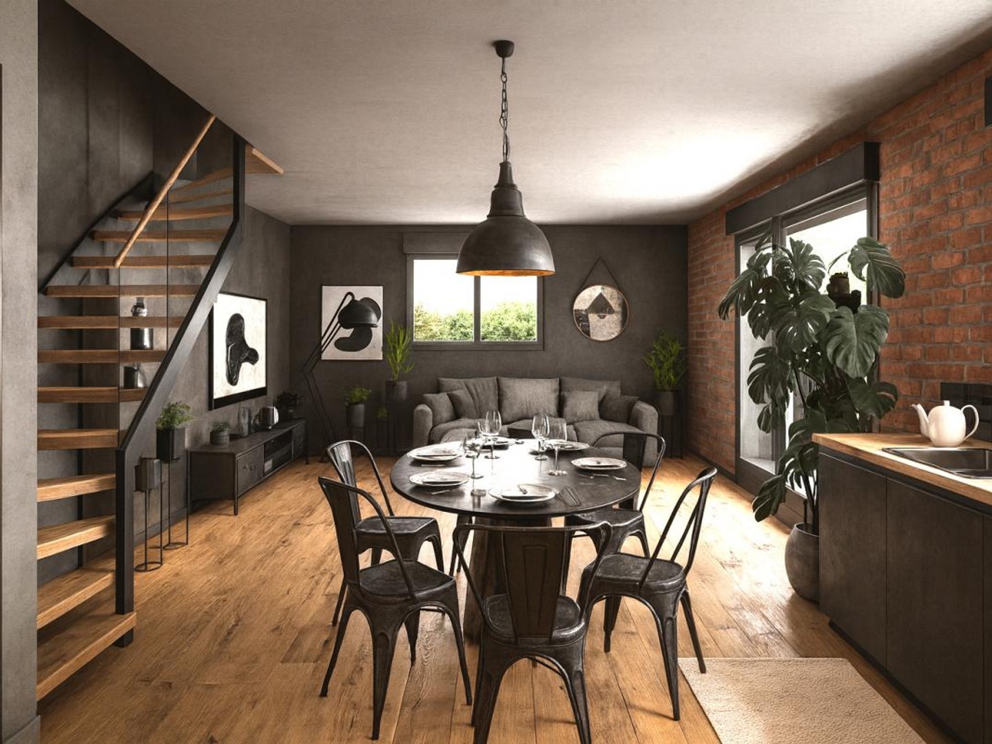 Une maison sur le toit avec grande terrasse