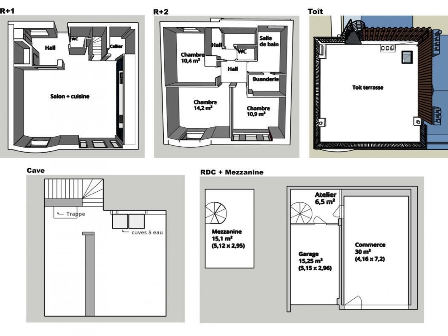 Immeuble indépendant 165 m² -- local pro + logement avec roof