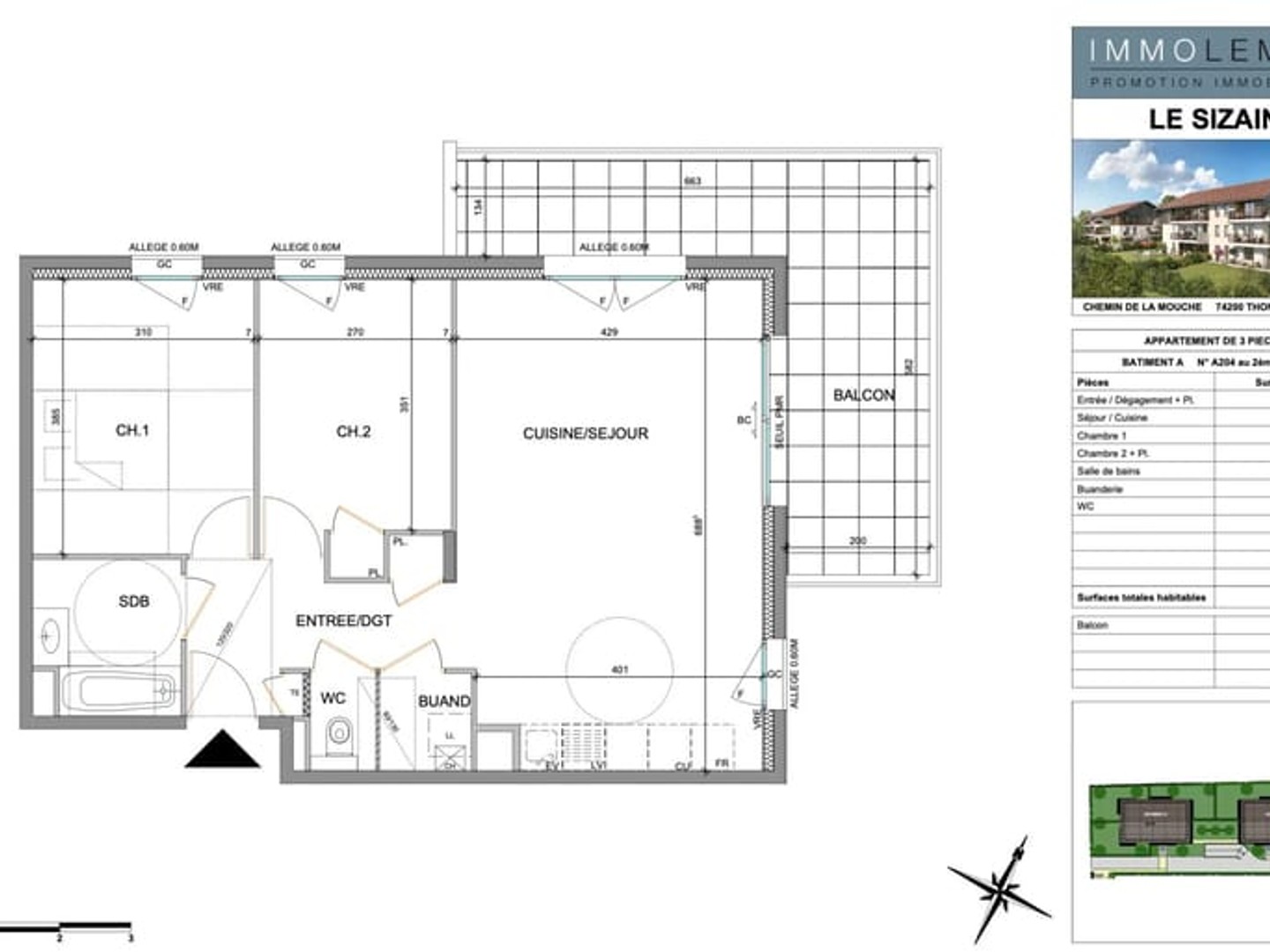 Appartement NEUF T3 au dernier étage - Thonon, le Sizain