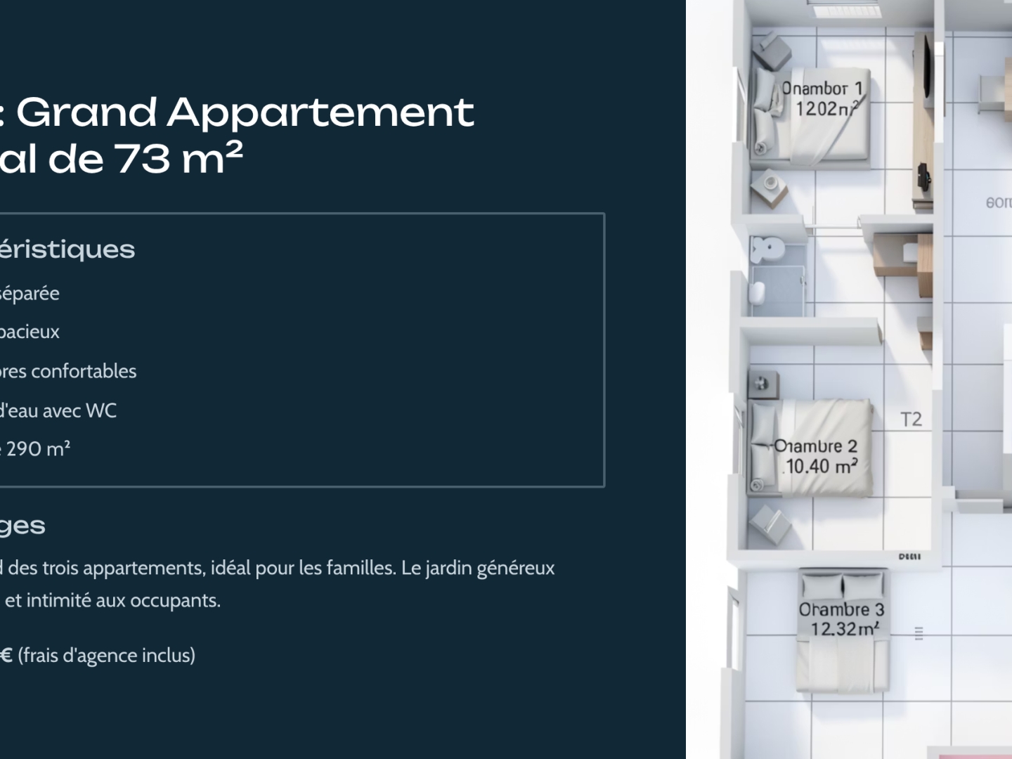 ST FRANCOIS appartement T4 avec grand jardin privatif