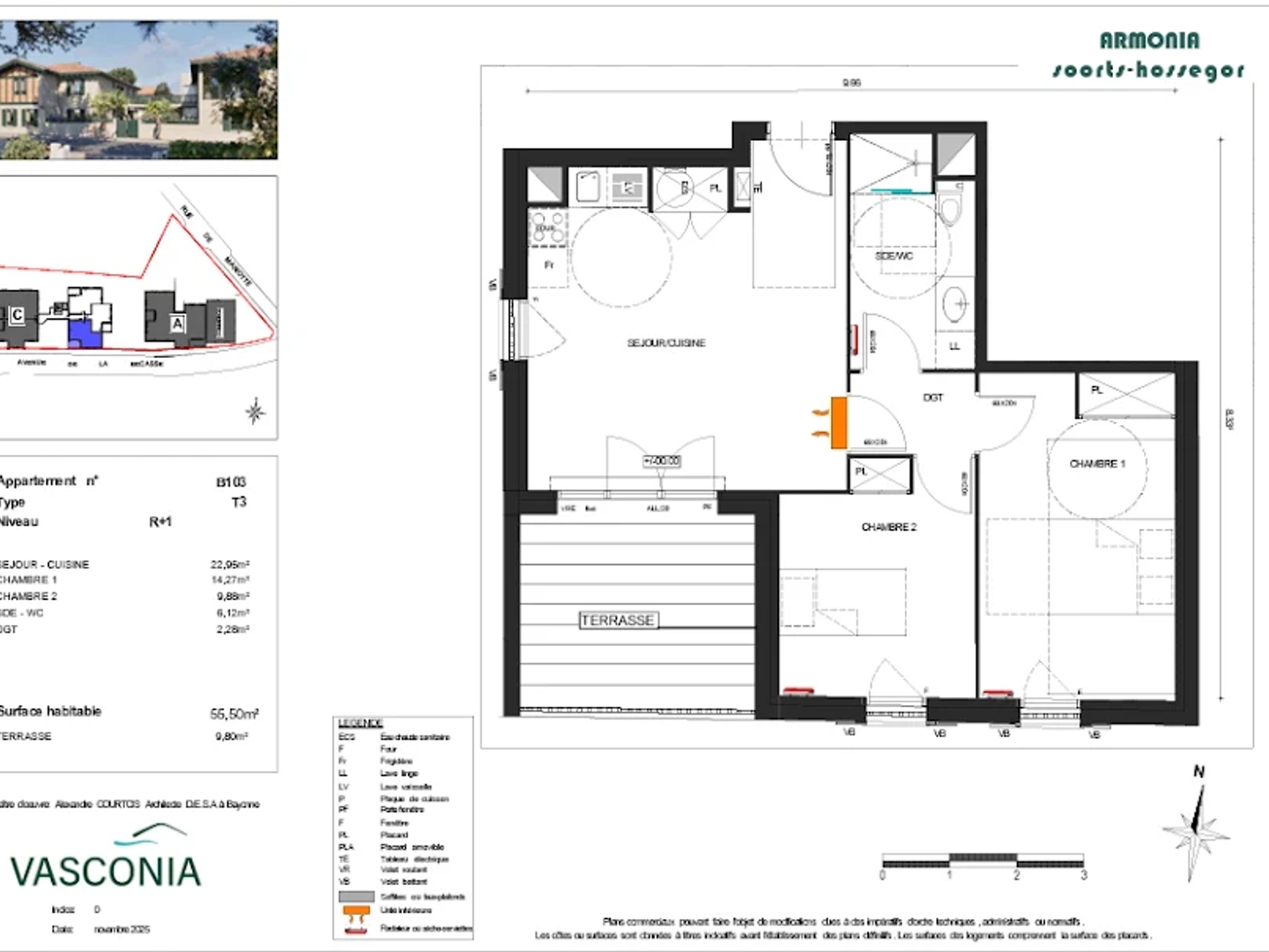 Appartement 3 pièces 56 m²