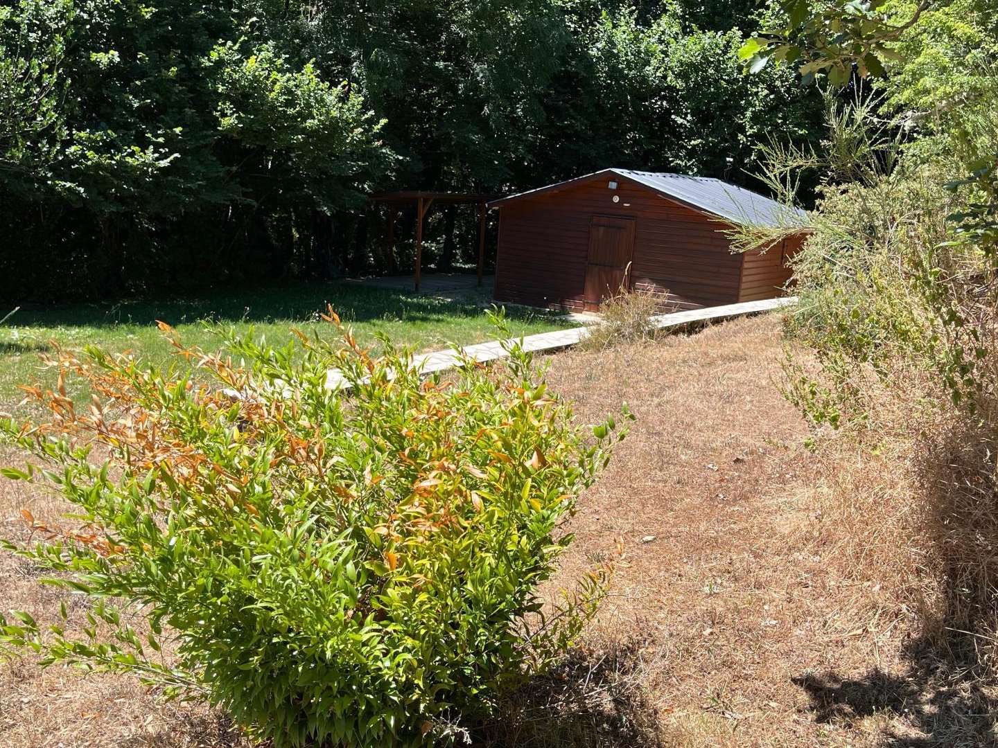 Terrain agricole avec abris de jardin en pleine nature