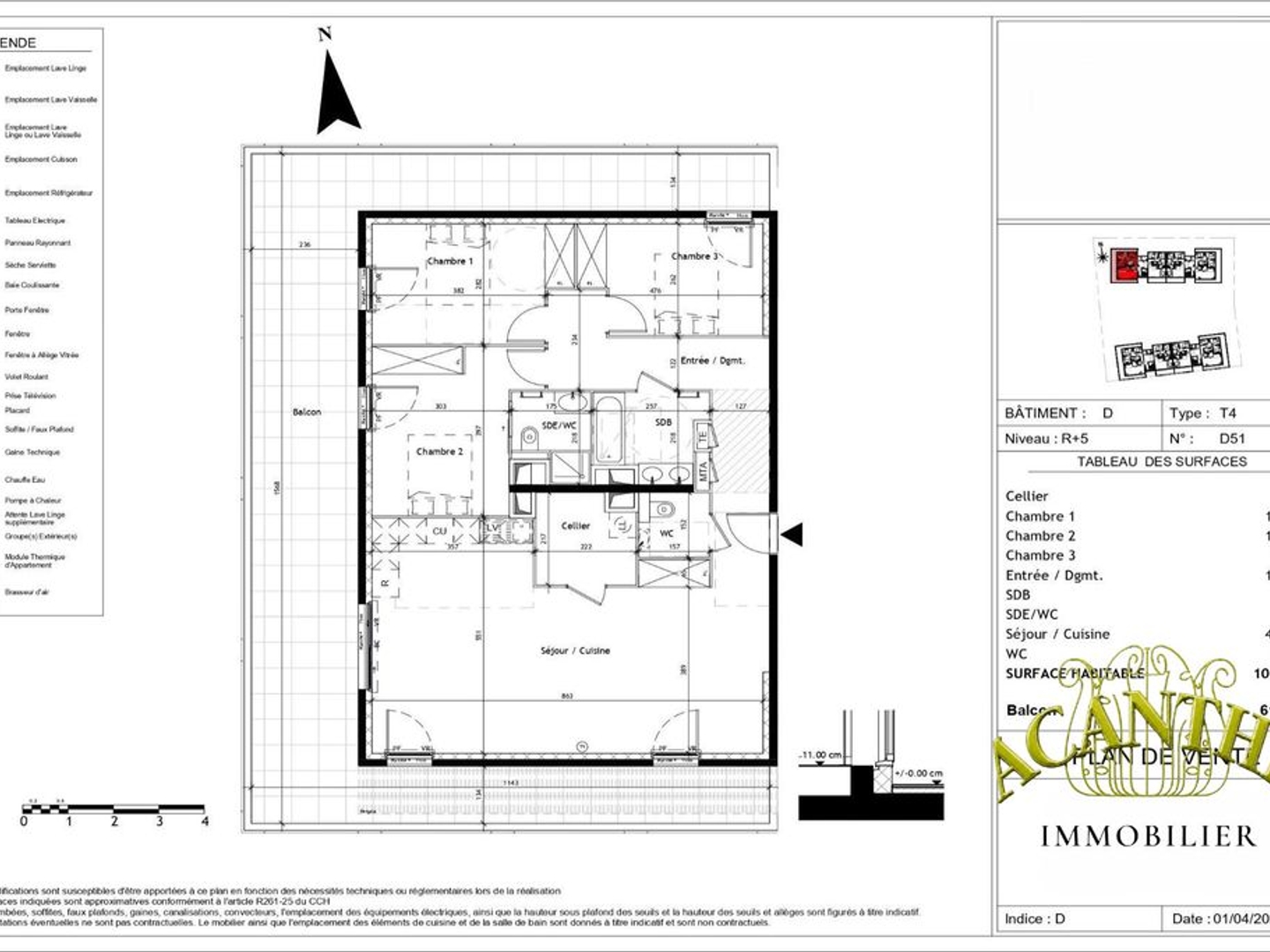 Appartement à vendre - 4 pièces - 103m2 - Castelnau-Le-Lez (34170)