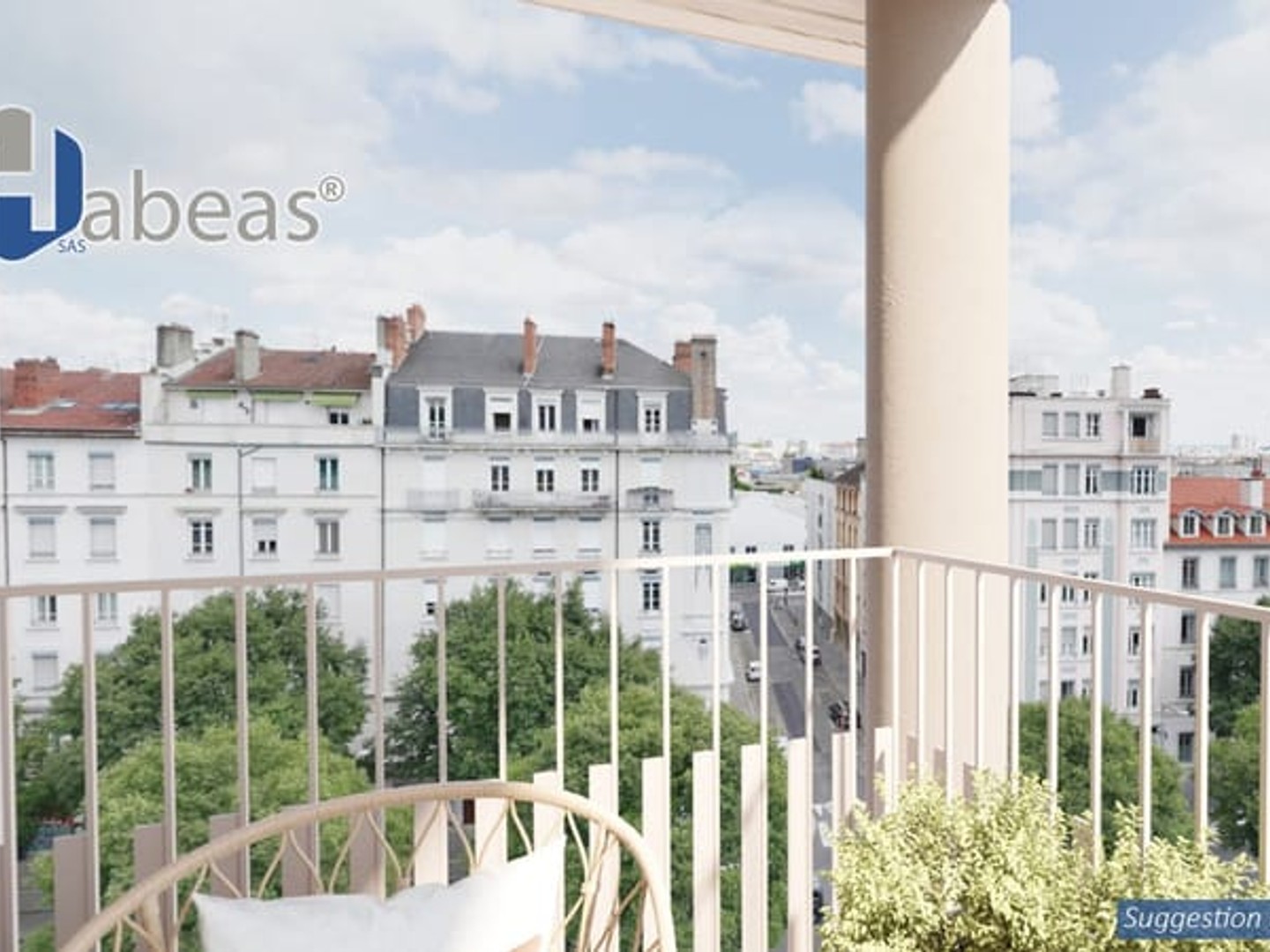 Appartement T2 de 45m² au 9em étage avec un grand balcon de 12.83m² et un cellier, Lyon 7e