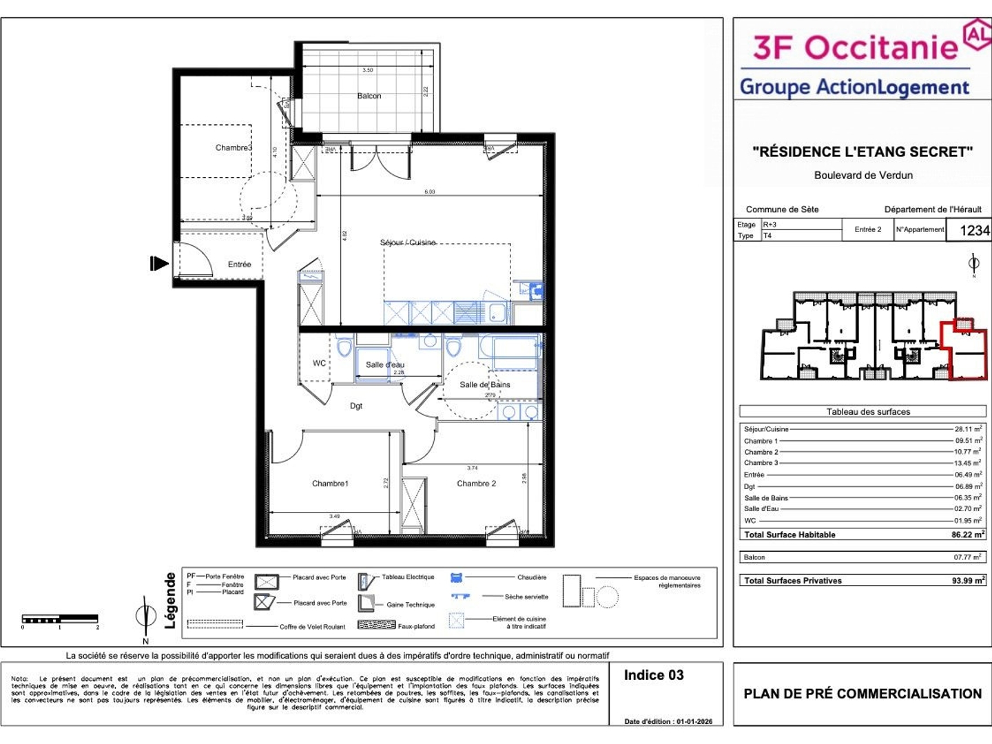 Appartement à vendre - 4 pièces - 86m2 - Sète (34200)