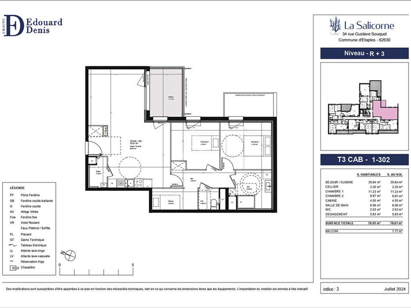 Appartement à vendre - 3 pièces - 78m2 - Étaples (62630)