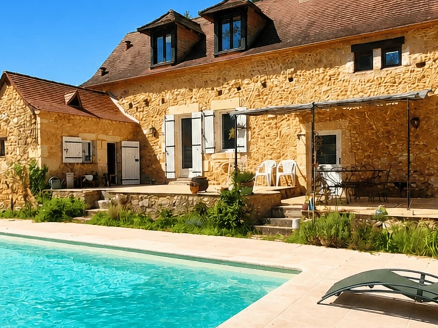 Charmante propriété en pierre avec belle piscine, grand terrain et bois