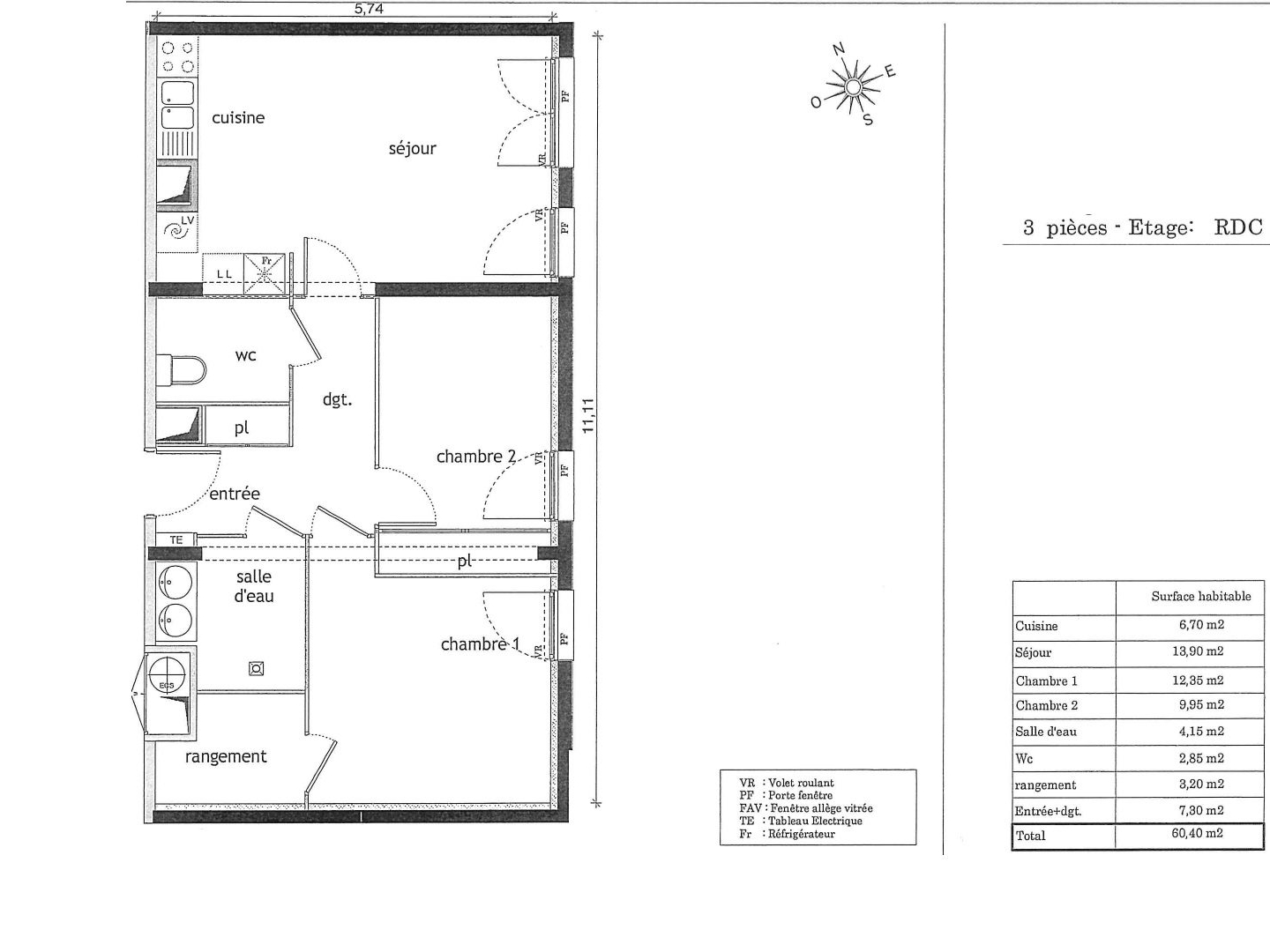Appartement à vendre - 3 pièces - 60m2 - Toulouse (31400)