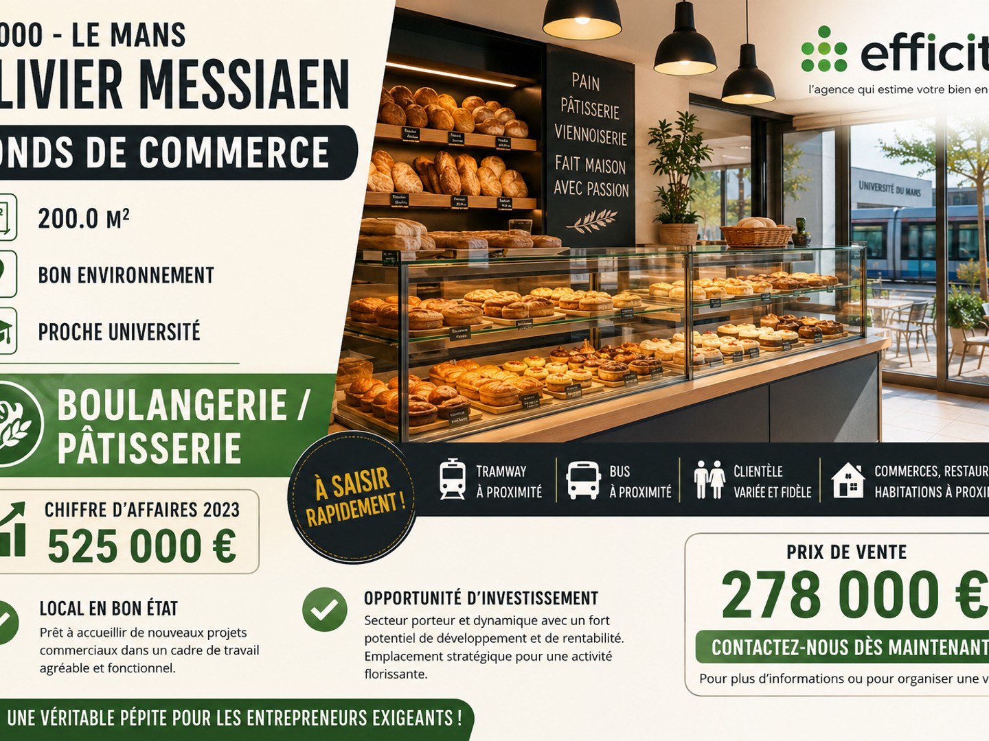 Fonds de commerce 200 m²