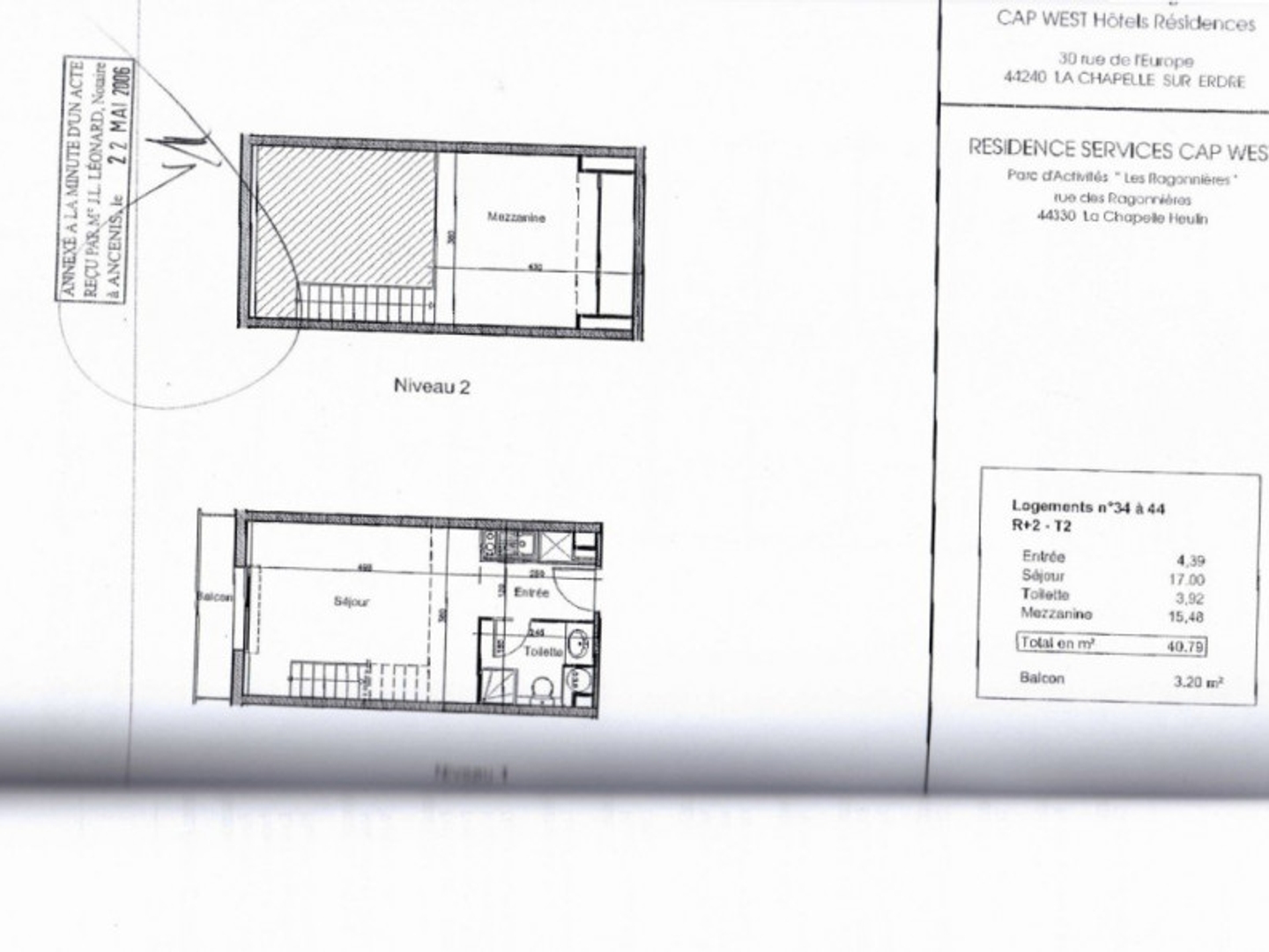 Appartement à vendre - 2 pièces - 40m2 - La Chapelle-Heulin (44330)