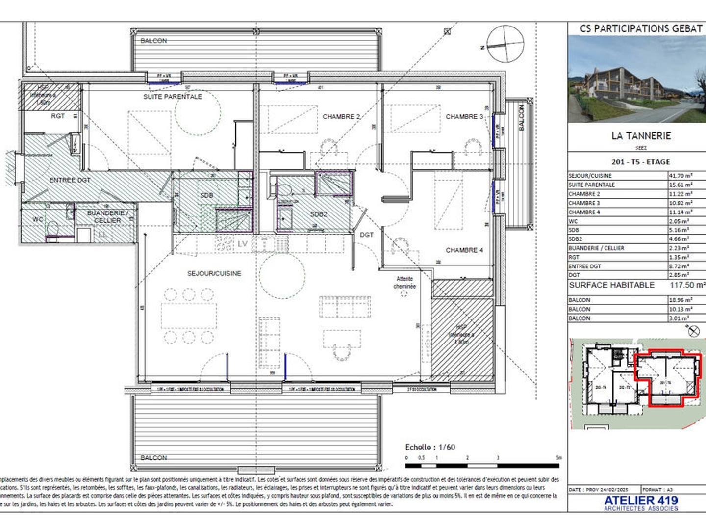 Appartement à vendre - 5 pièces - 117m2 - Séez (73700)