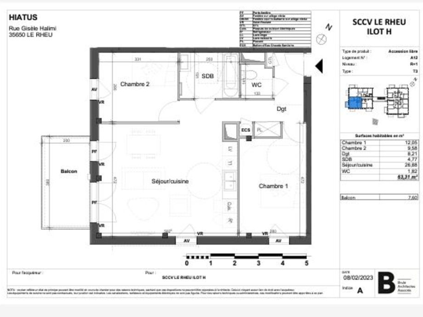 Appartement à vendre - 3 pièces - 63m2 - Le Rheu (35650)