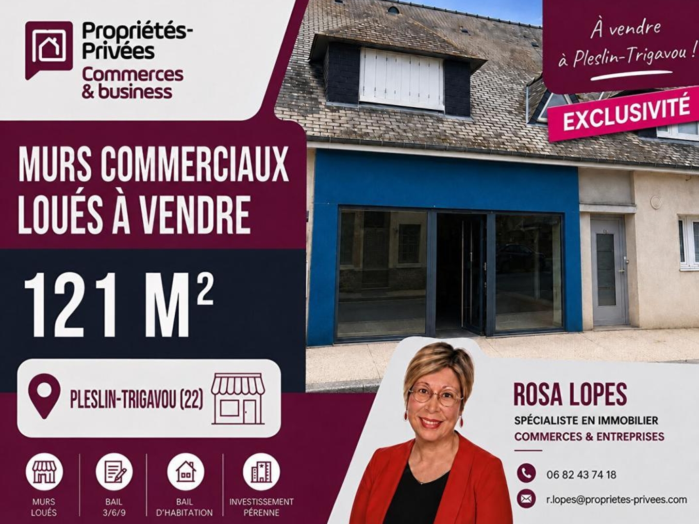 PLESLIN-TRIGAVOU - 22490 - ENSEMBLE IMMOBILIER MIXTE e 140 m2 VENDU LOUÉ