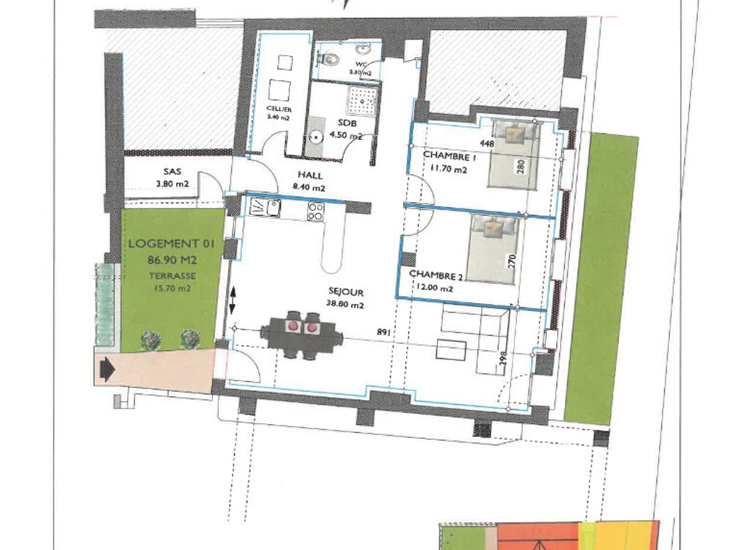 Appartement 3 pièces 87 m²