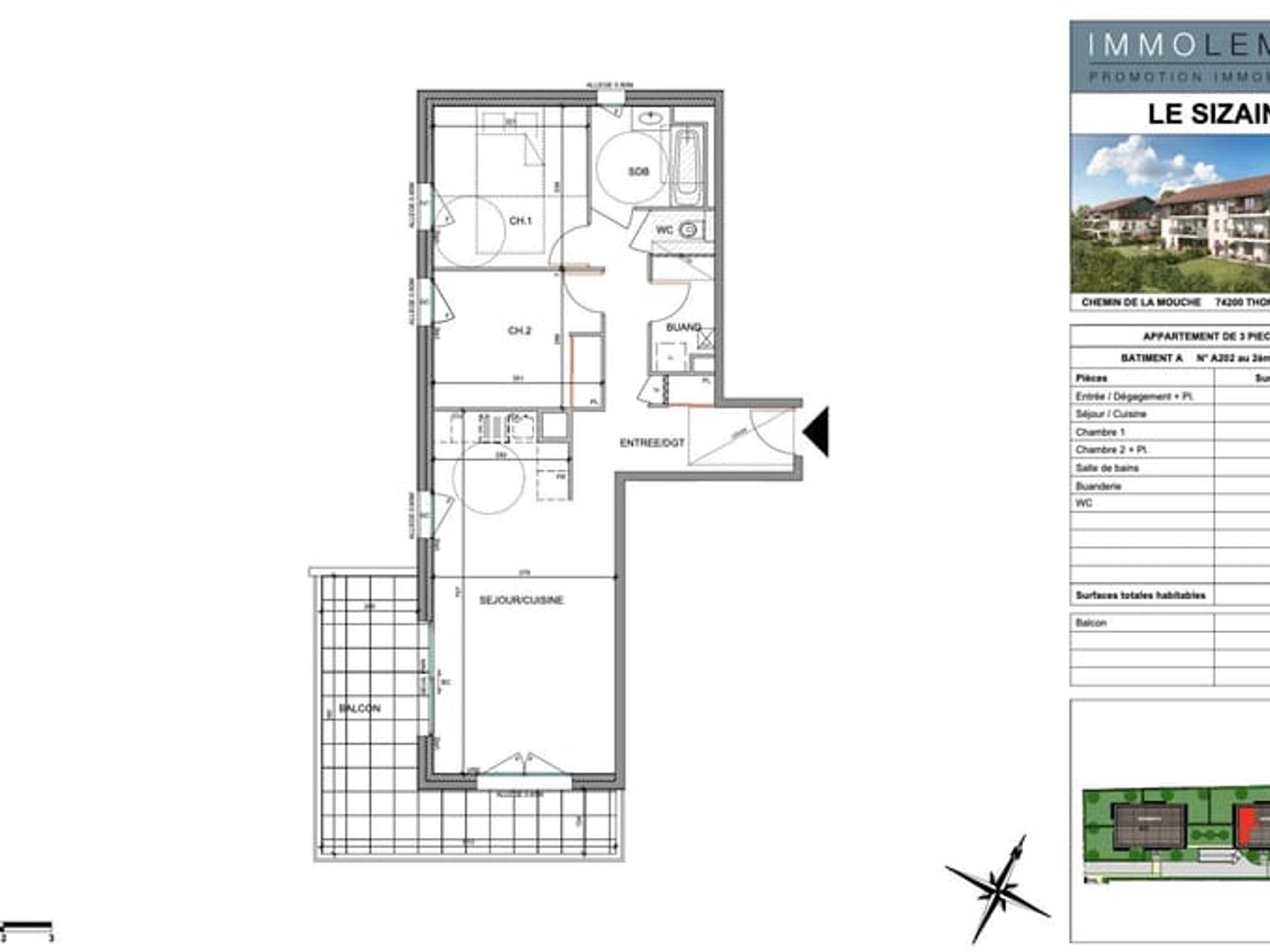 Appartement NEUF T3 au dernier étage - Thonon, le Sizain