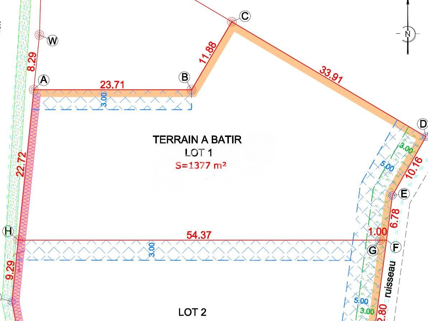 Terrain à vendre - 1377m2 - Amné (72540)