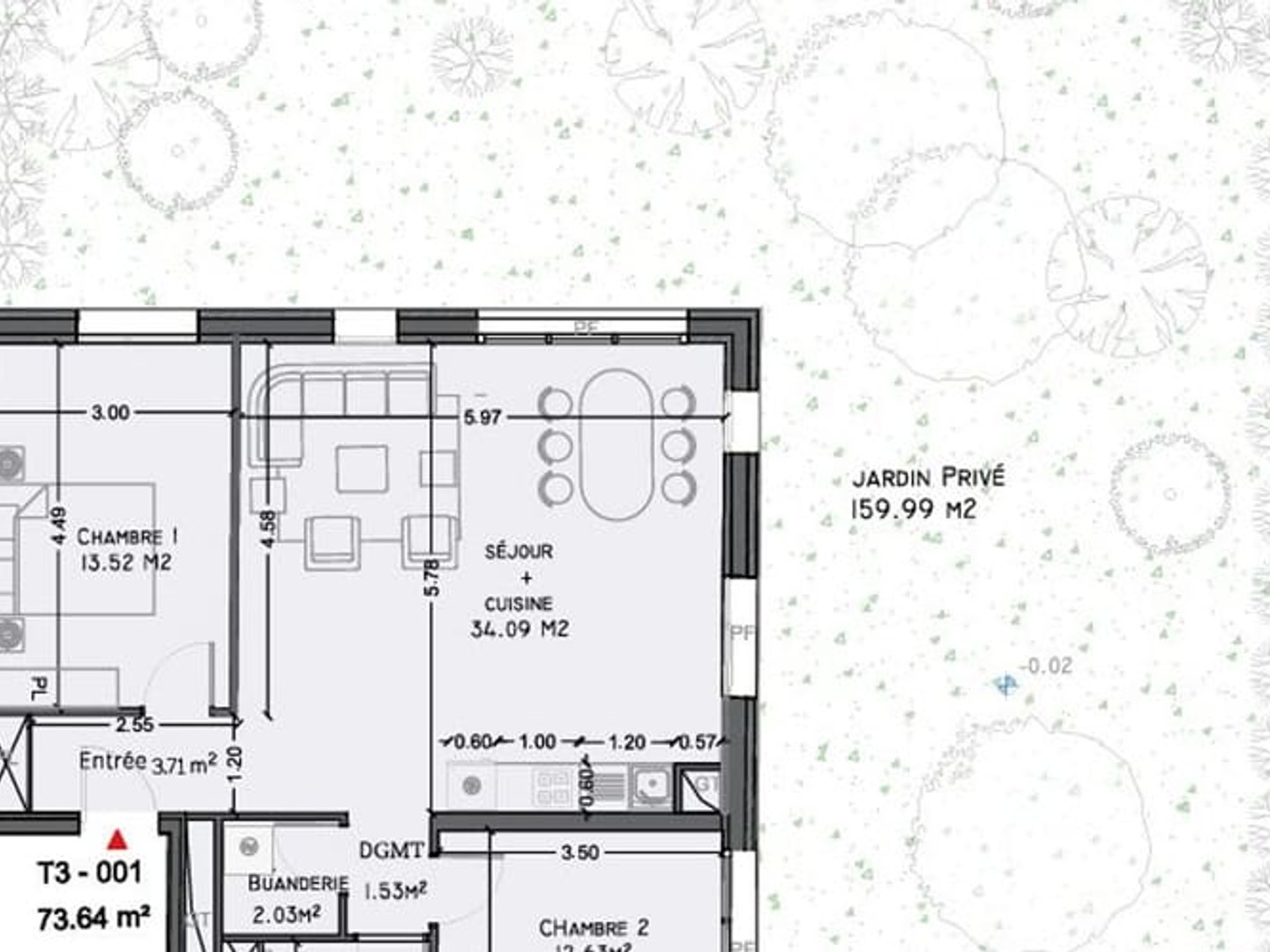 Appartement 3 pièces 74 m²