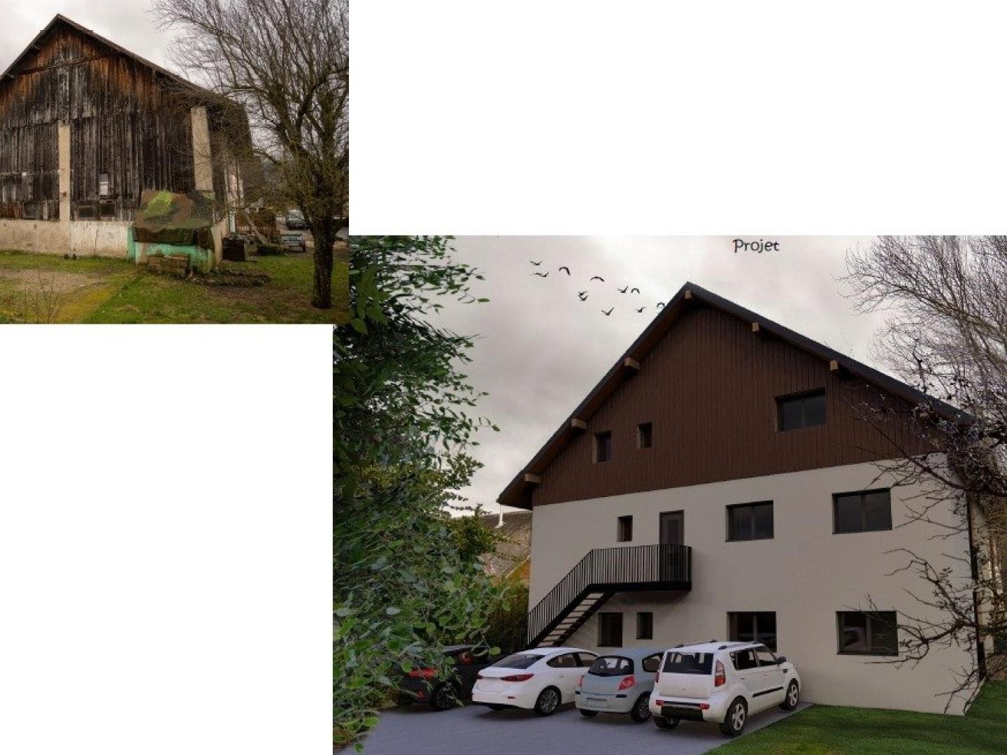 A Vallières-sur-Fier, Permis accepté pour création de Deux appartements (dont 1 duplex) avec 4 places de parking privatives