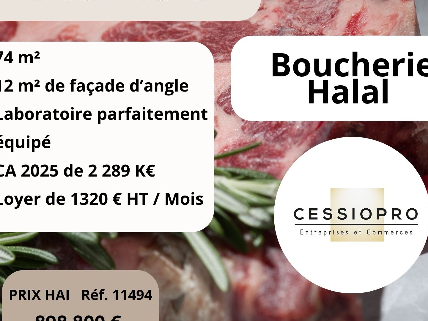 Boucherie Halal d'Angle 2 Million € de CA Nice Nord