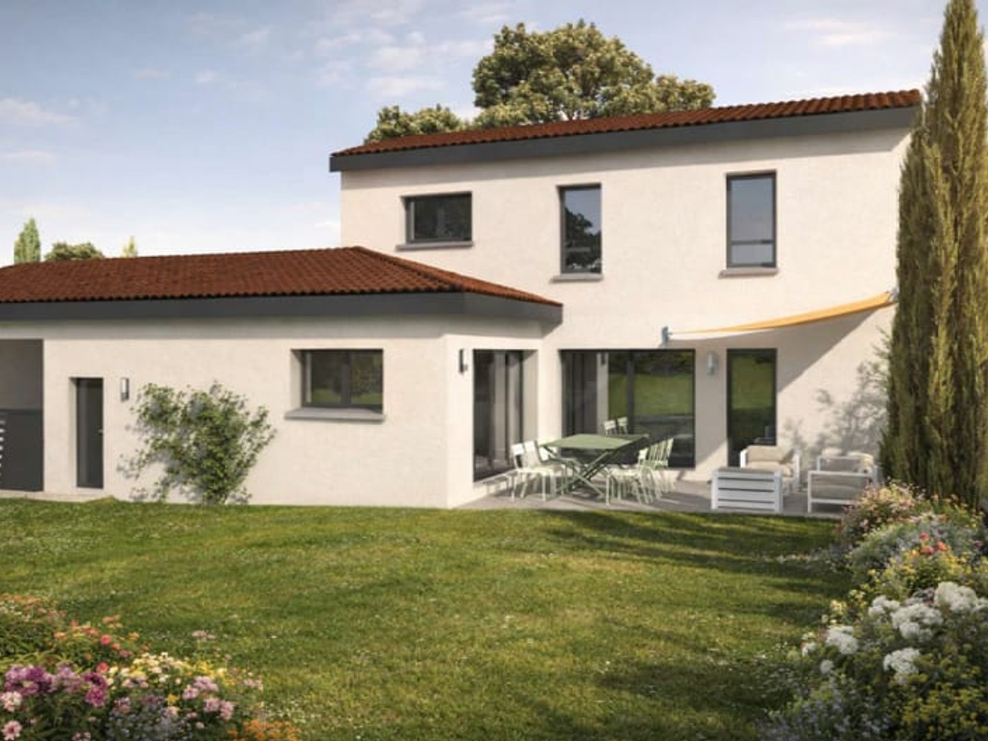 Maison neuve contemporaine avec jardin - Cadre privilégié à Fleurieu-sur-Saône